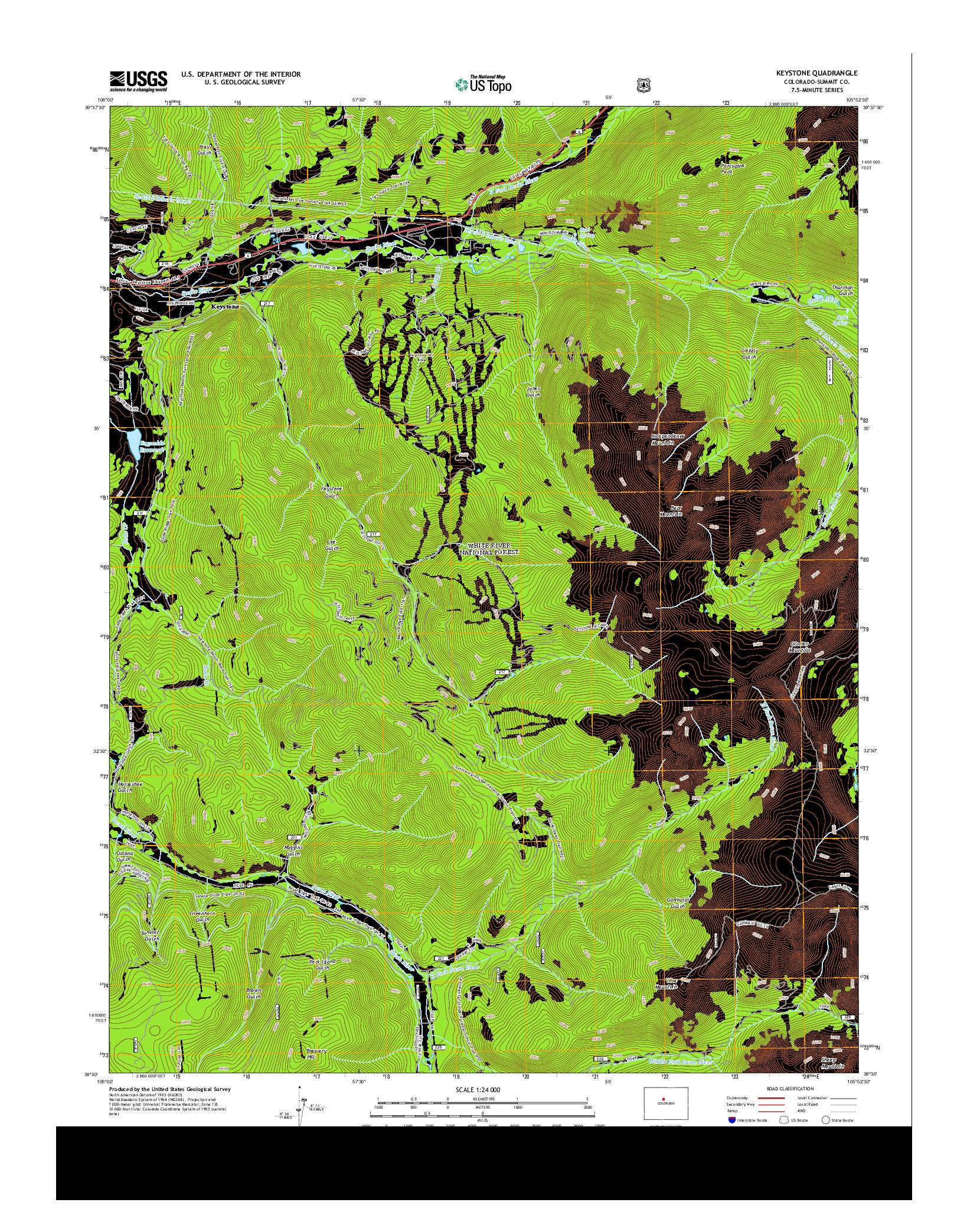 USGS US TOPO 7.5-MINUTE MAP FOR KEYSTONE, CO 2013