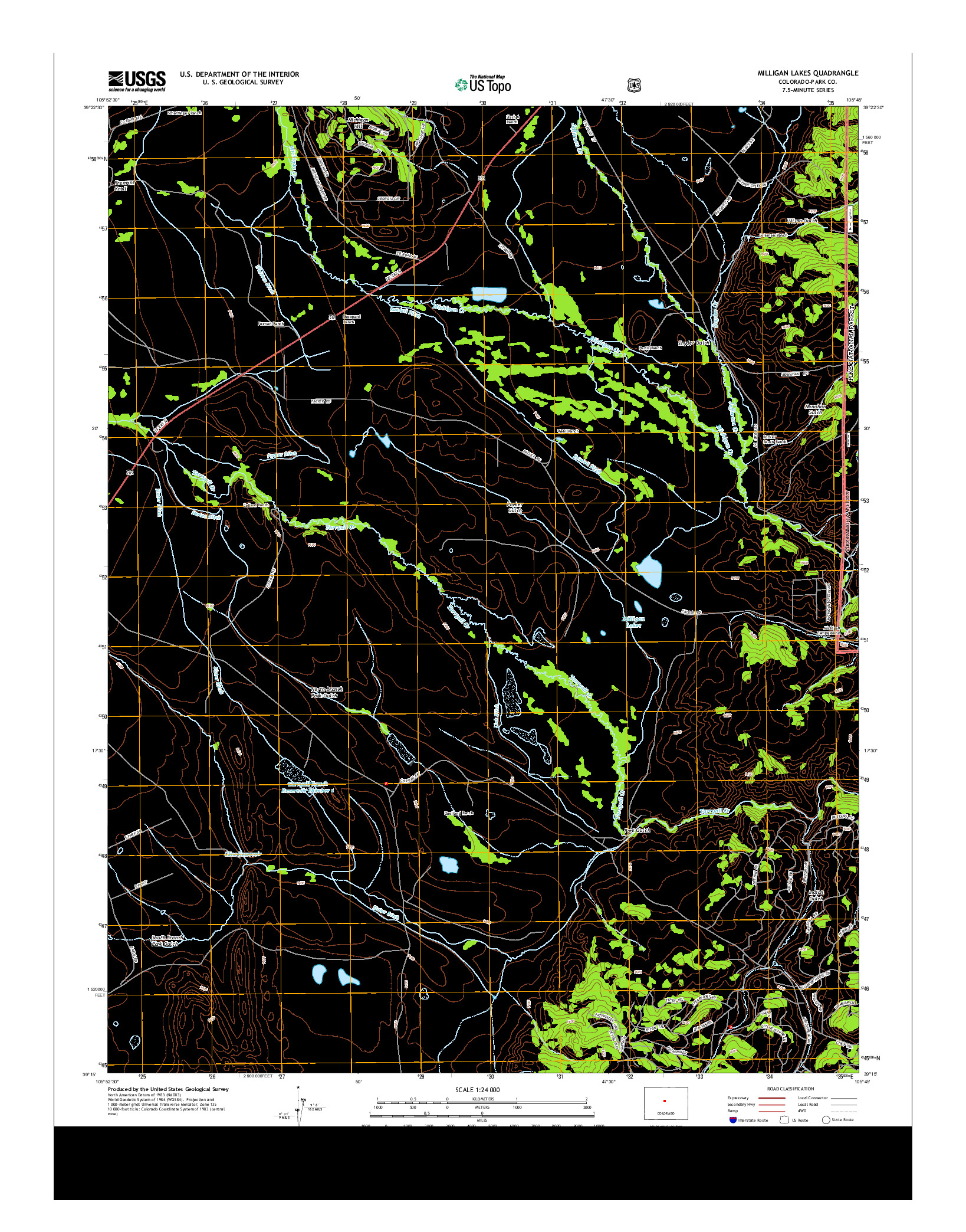 USGS US TOPO 7.5-MINUTE MAP FOR MILLIGAN LAKES, CO 2013