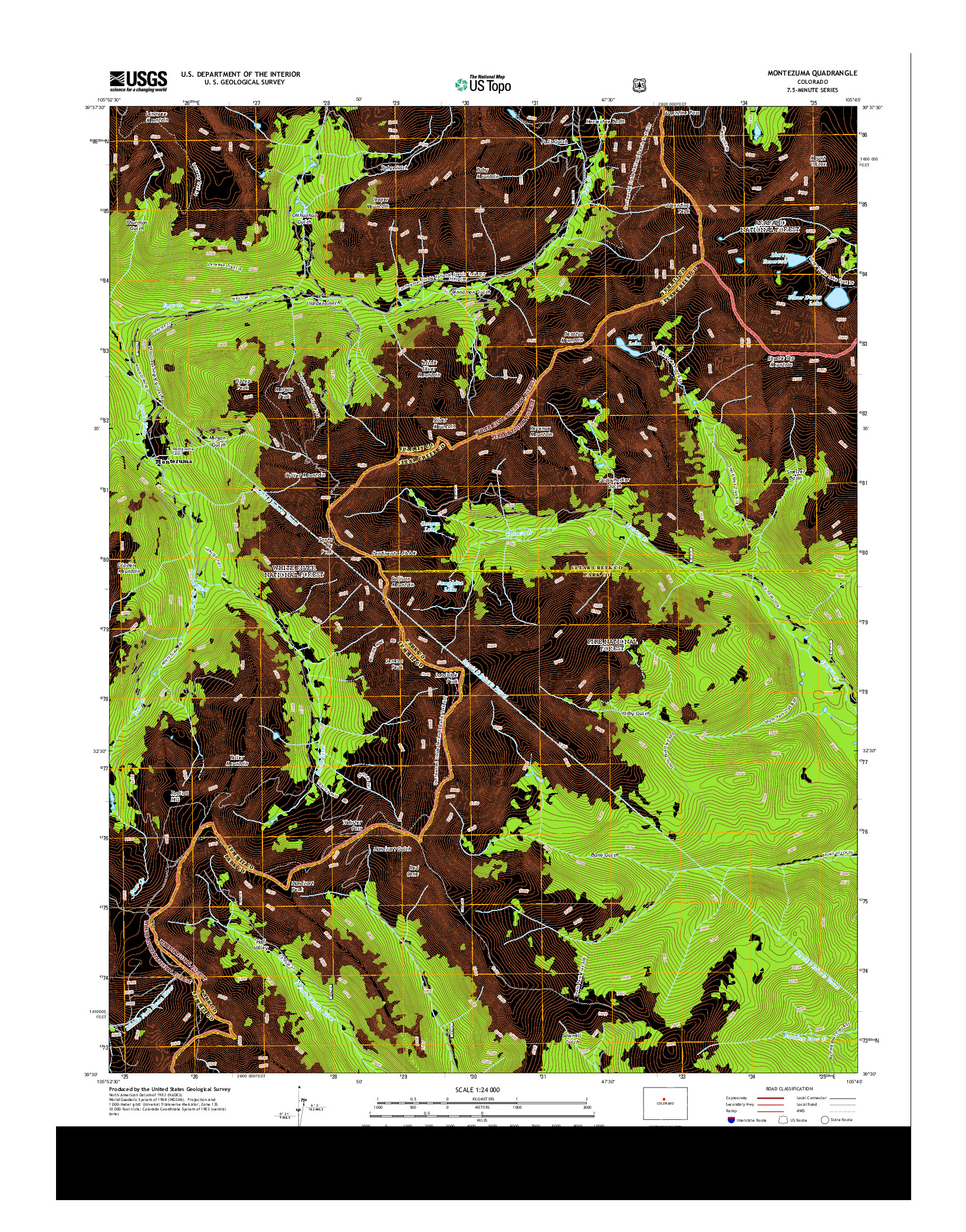 USGS US TOPO 7.5-MINUTE MAP FOR MONTEZUMA, CO 2013