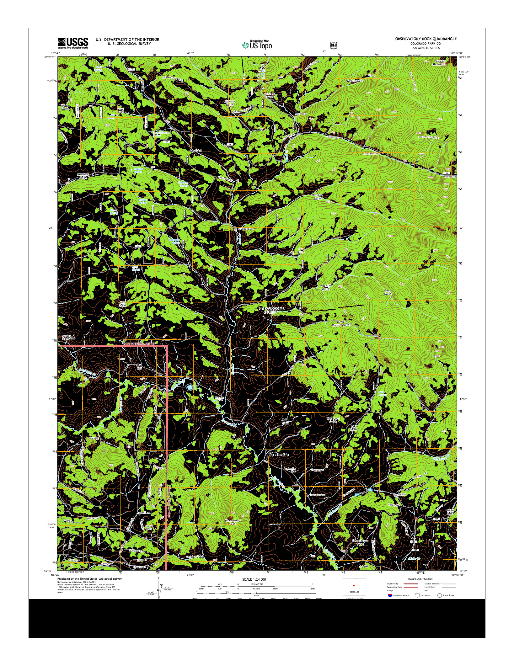 USGS US TOPO 7.5-MINUTE MAP FOR OBSERVATORY ROCK, CO 2013