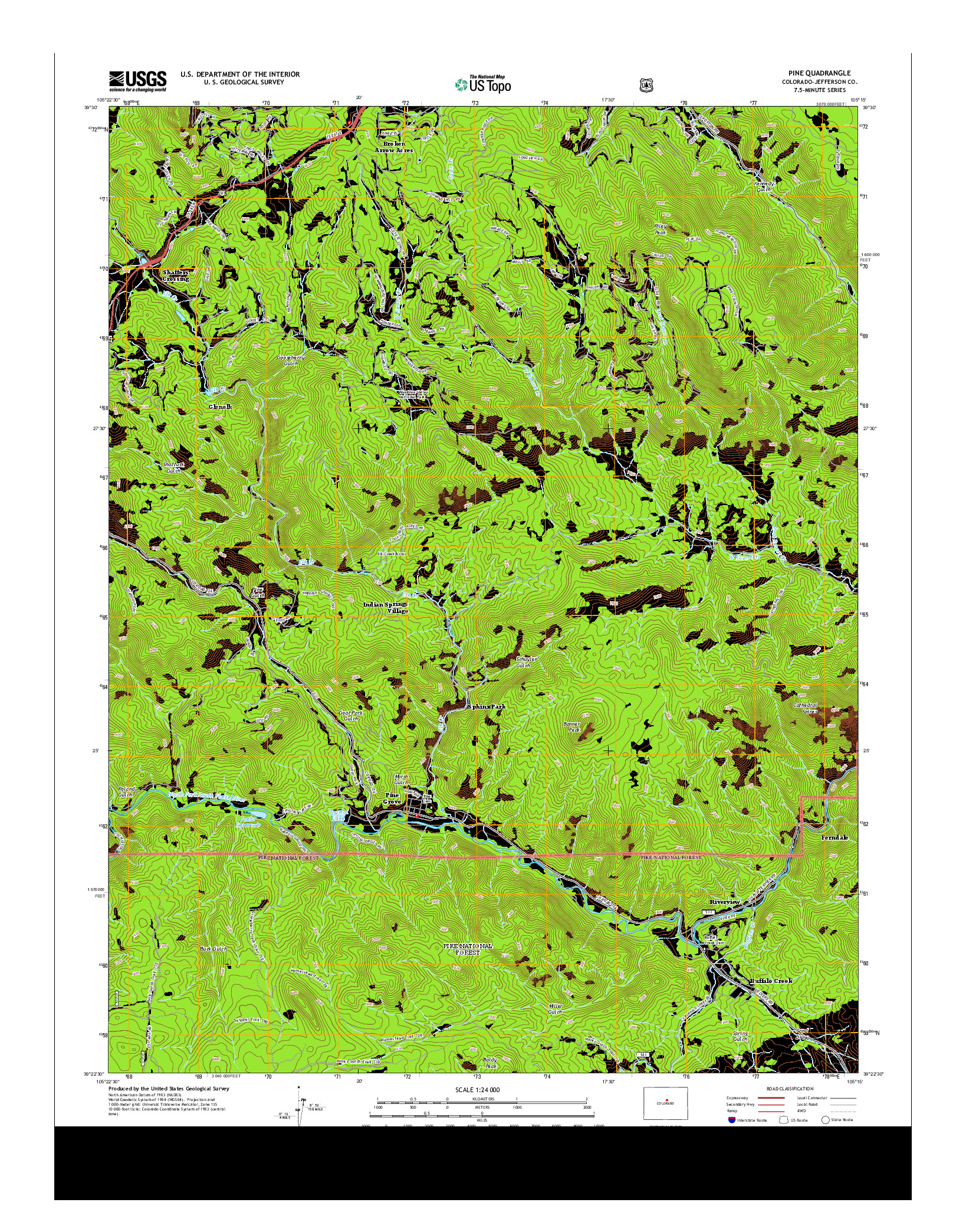 USGS US TOPO 7.5-MINUTE MAP FOR PINE, CO 2013