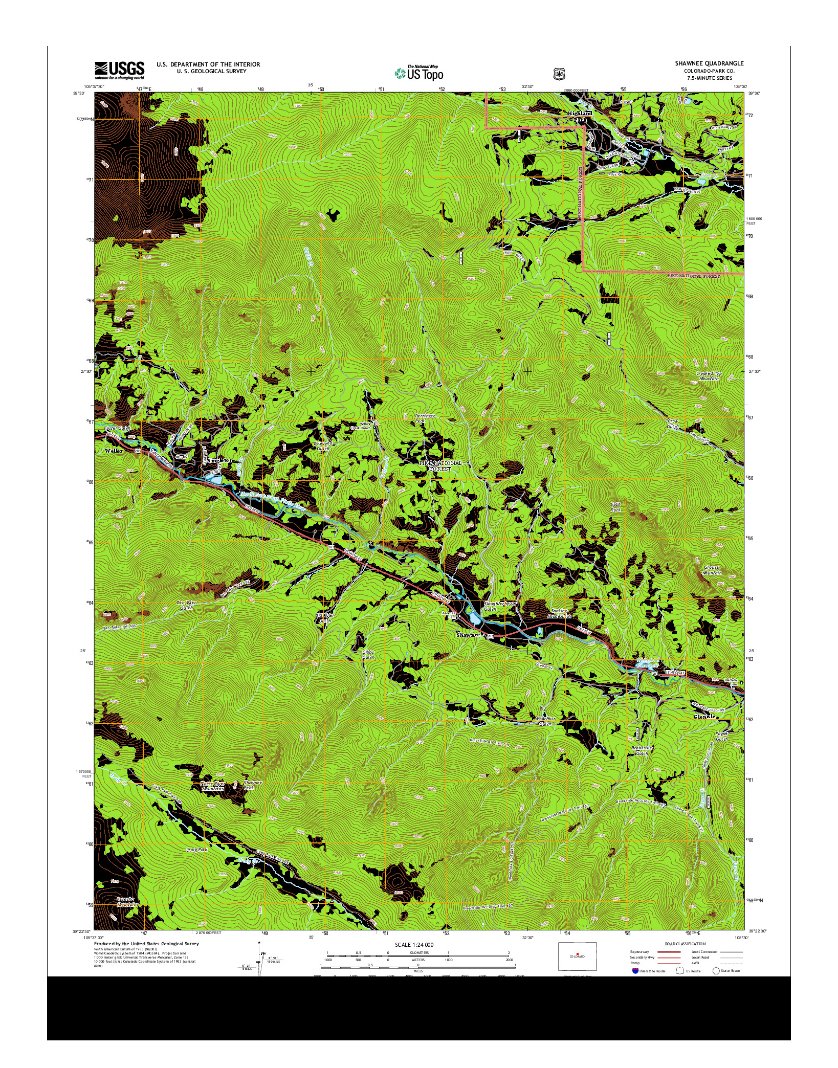 USGS US TOPO 7.5-MINUTE MAP FOR SHAWNEE, CO 2013