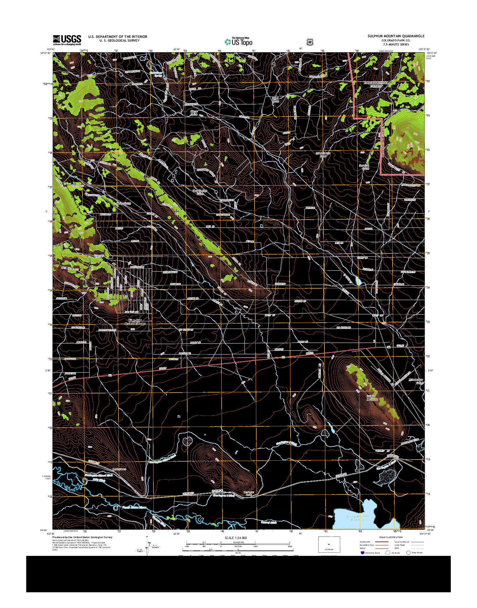 USGS US TOPO 7.5-MINUTE MAP FOR SULPHUR MOUNTAIN, CO 2013