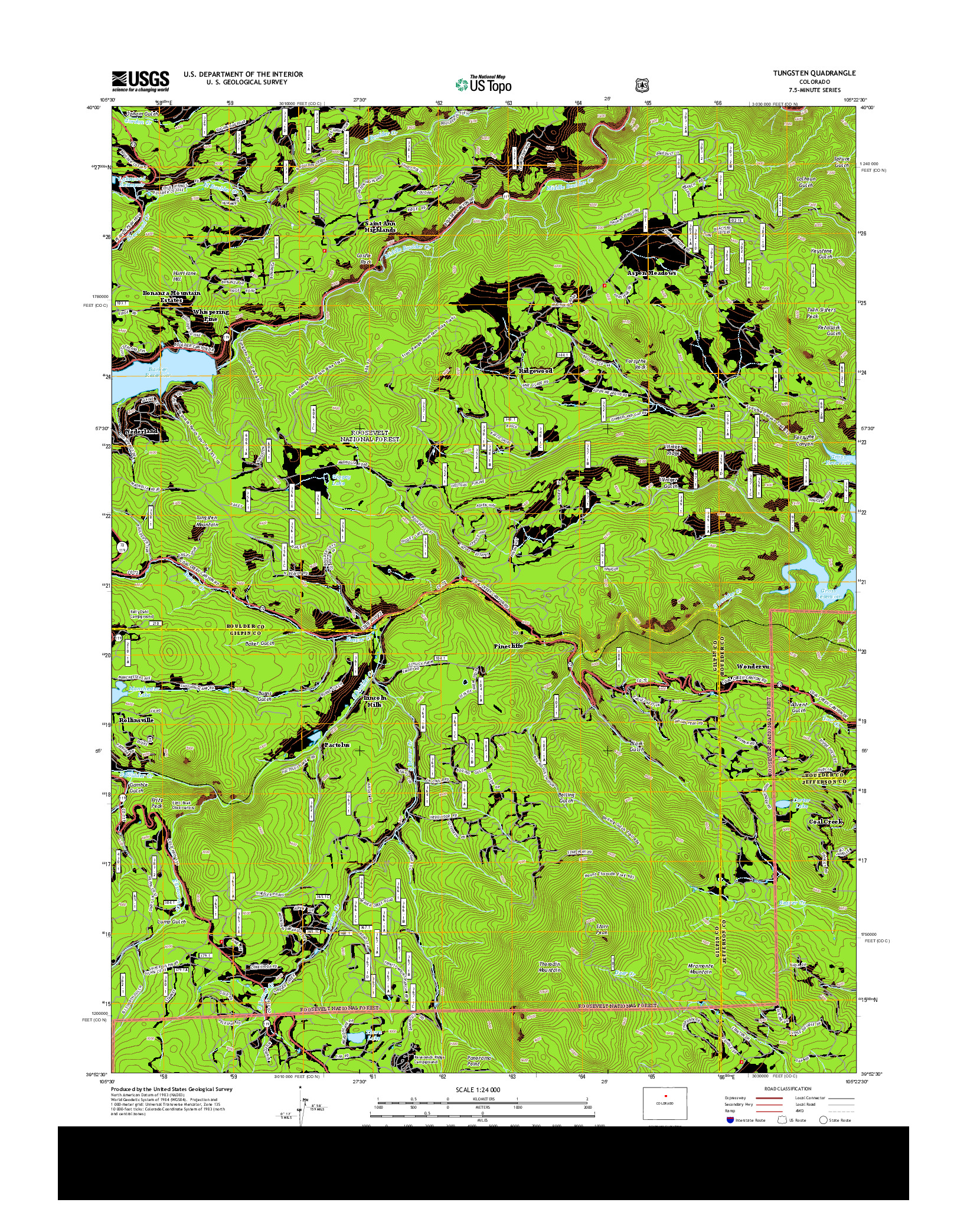 USGS US TOPO 7.5-MINUTE MAP FOR TUNGSTEN, CO 2013