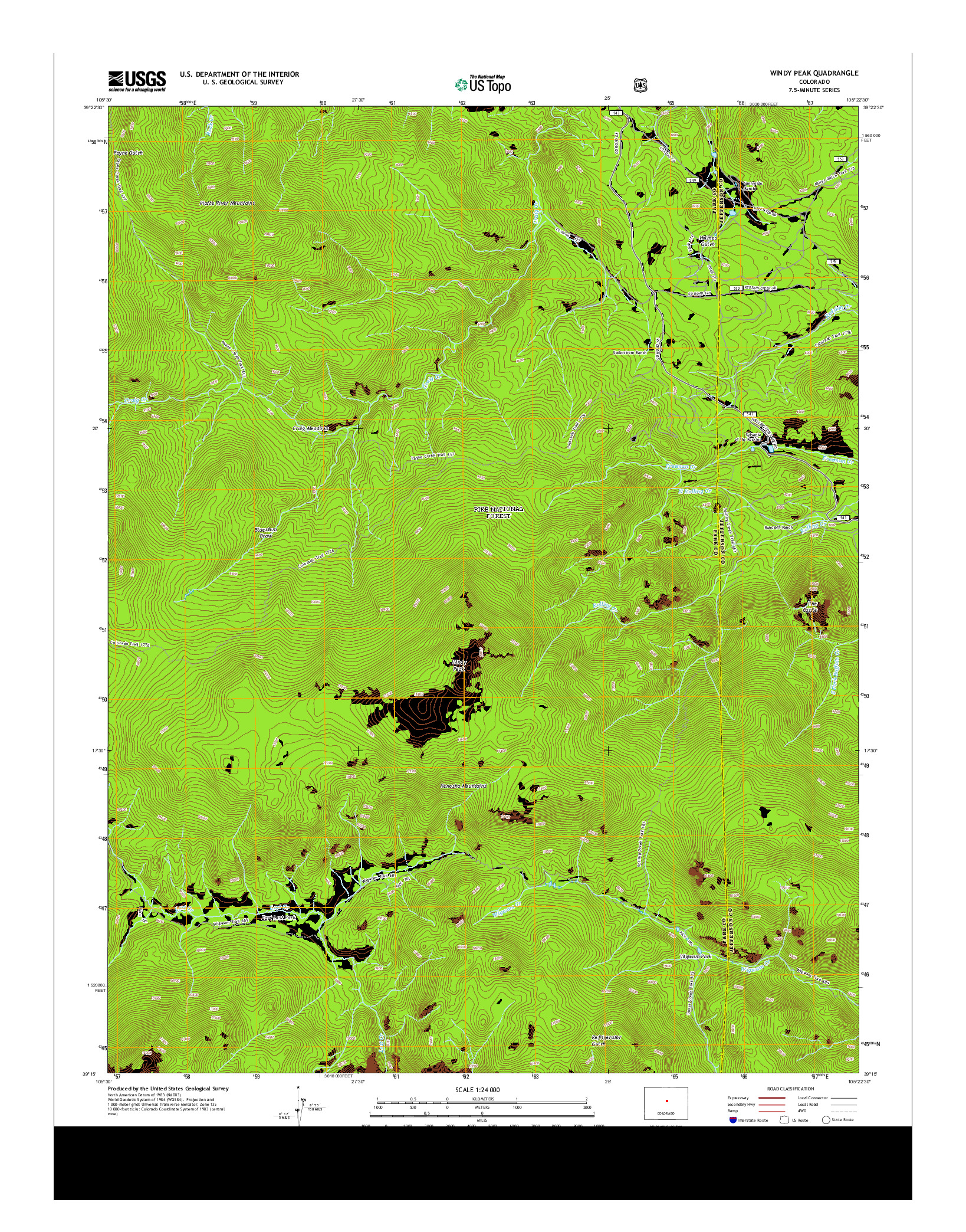 USGS US TOPO 7.5-MINUTE MAP FOR WINDY PEAK, CO 2013