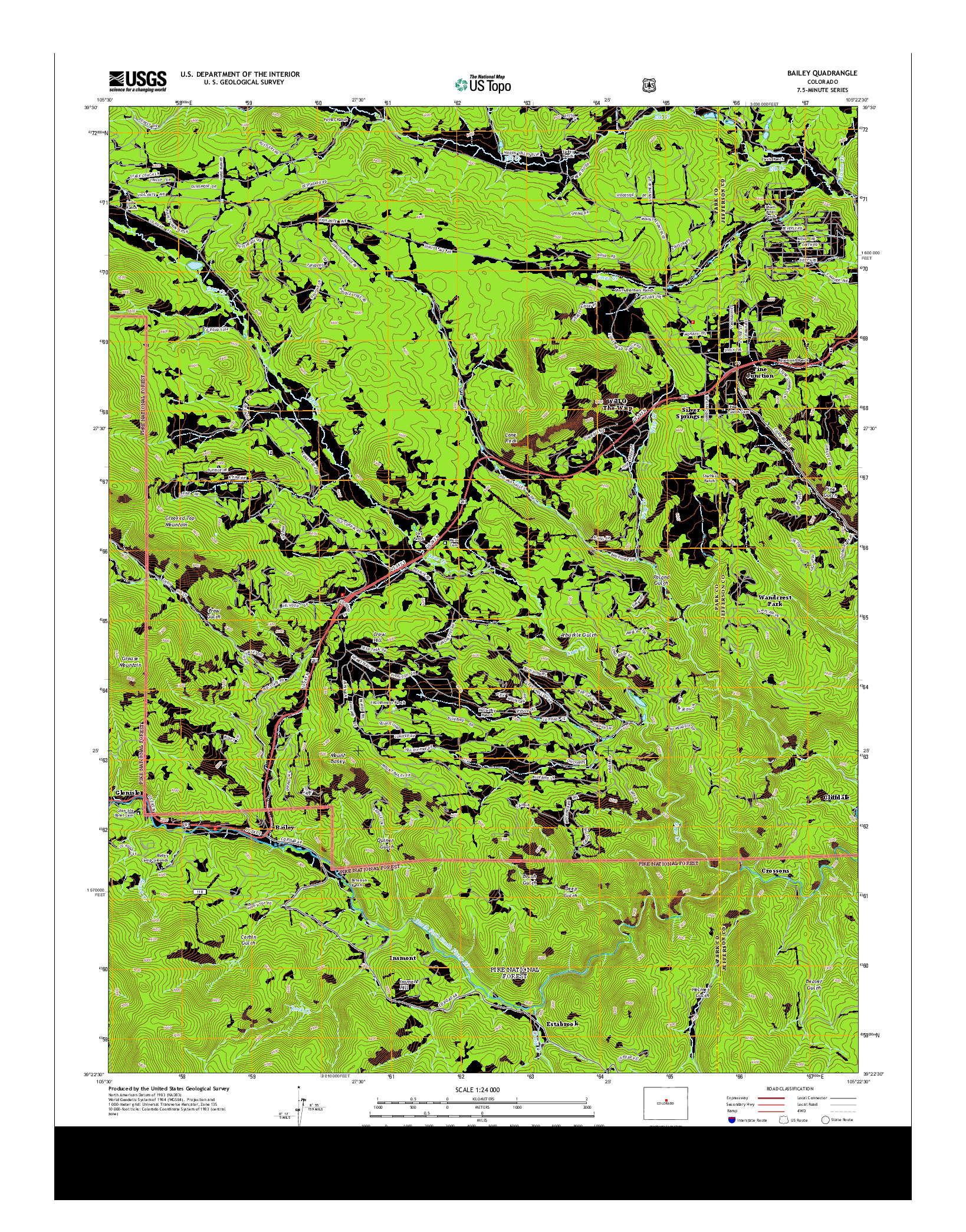 USGS US TOPO 7.5-MINUTE MAP FOR BAILEY, CO 2013