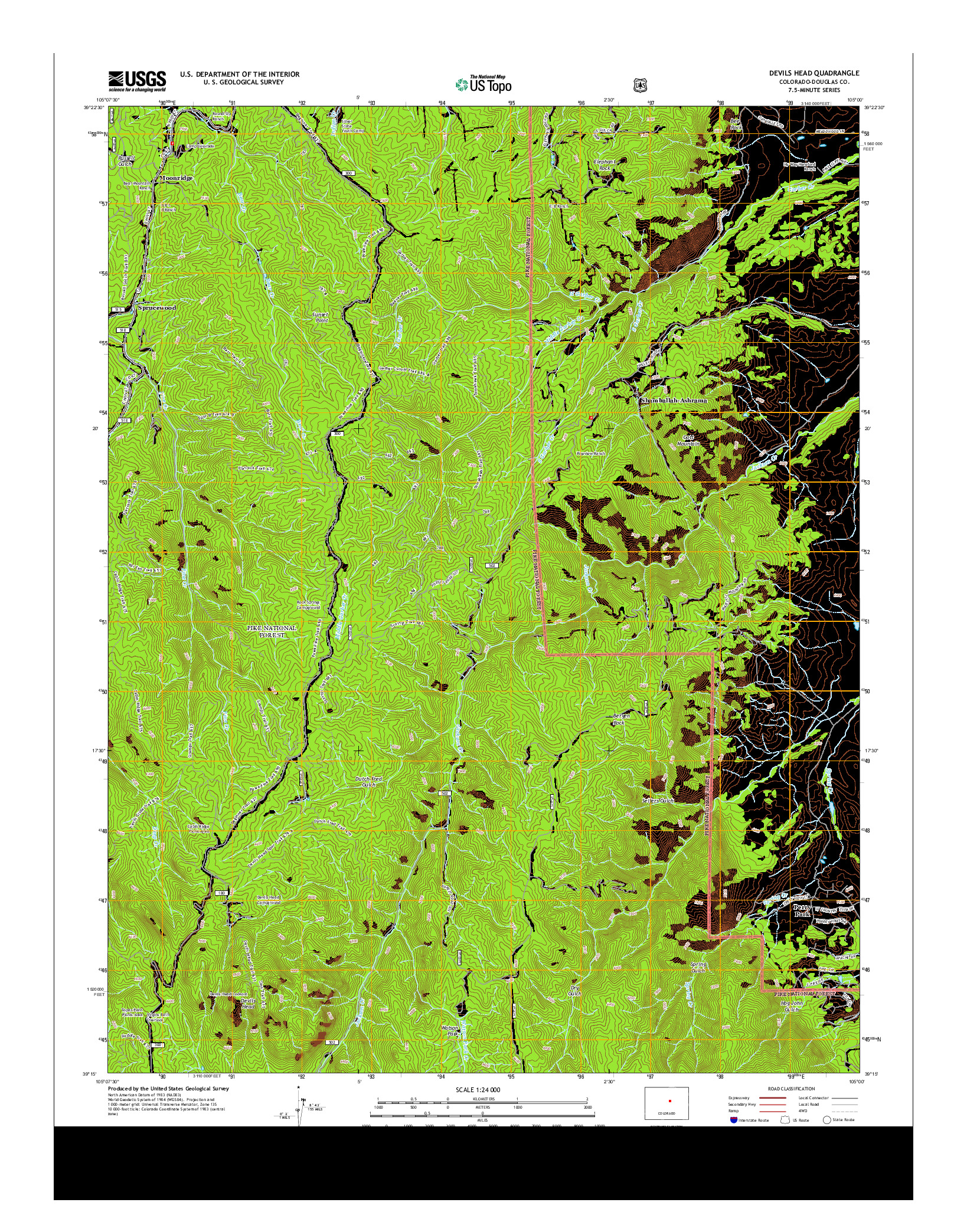 USGS US TOPO 7.5-MINUTE MAP FOR DEVILS HEAD, CO 2013