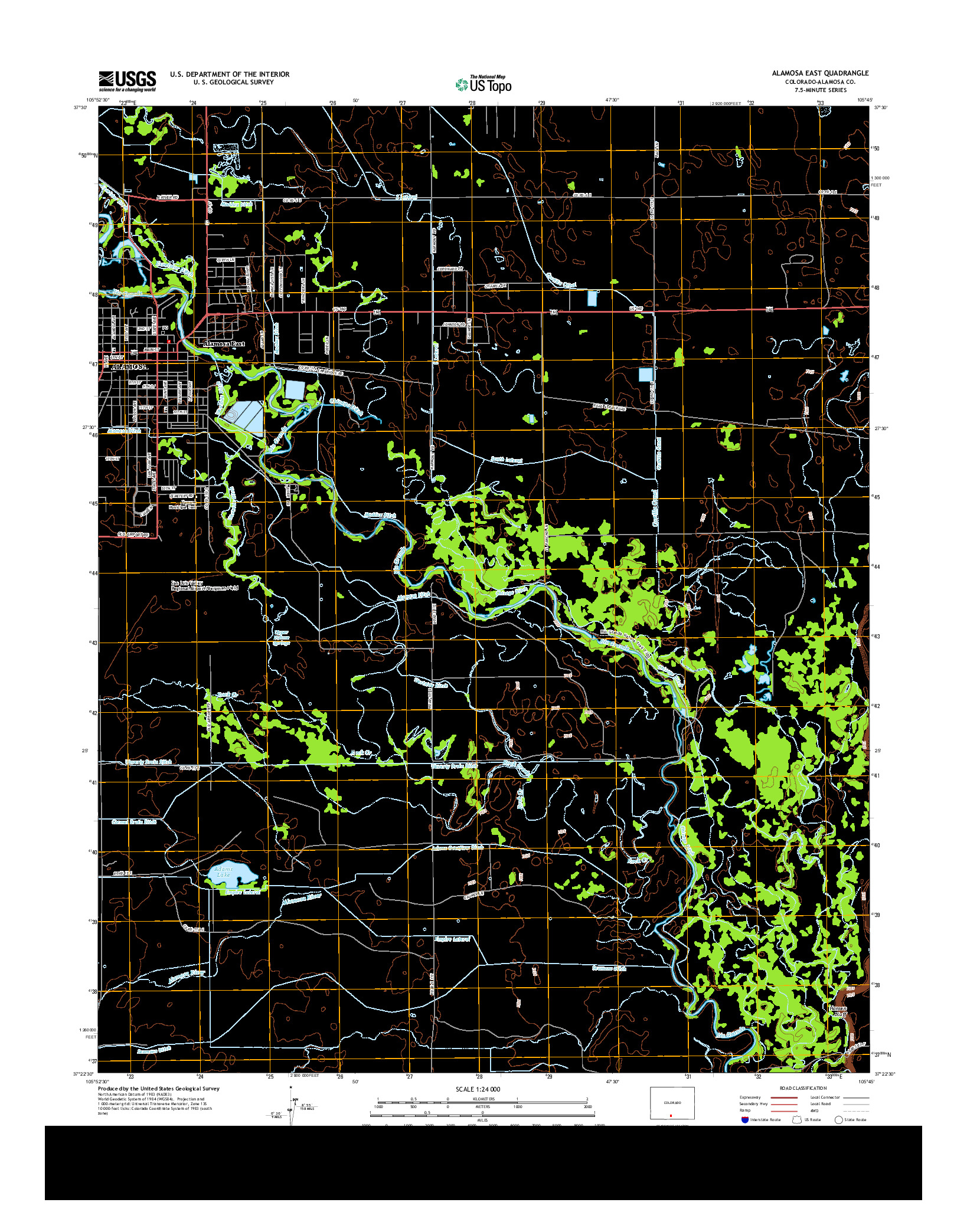 USGS US TOPO 7.5-MINUTE MAP FOR ALAMOSA EAST, CO 2013