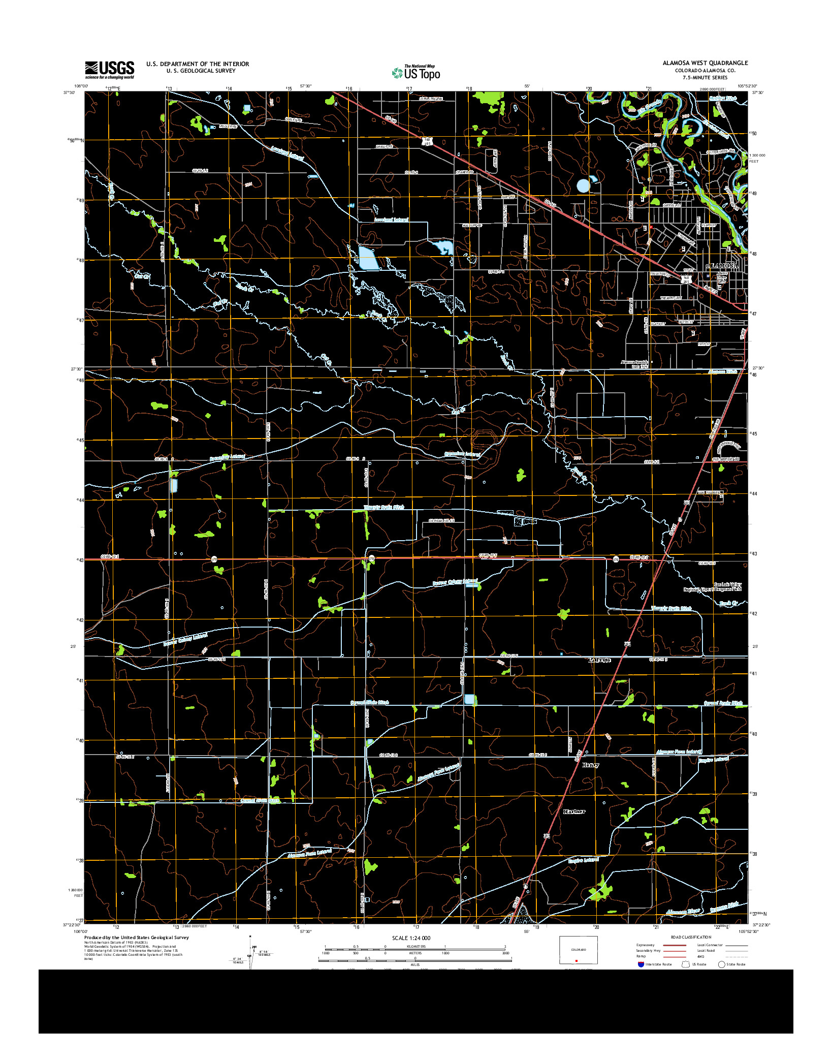 USGS US TOPO 7.5-MINUTE MAP FOR ALAMOSA WEST, CO 2013