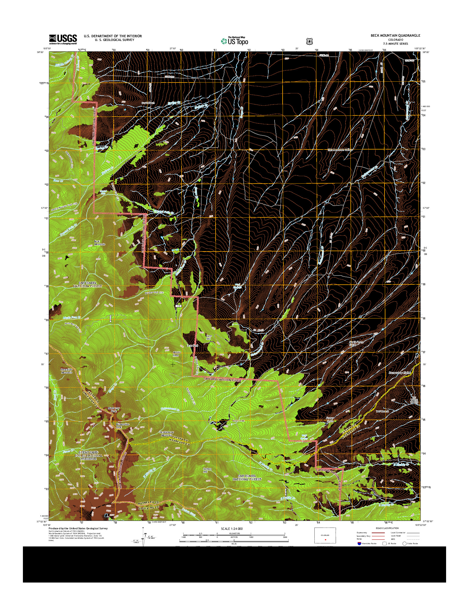 USGS US TOPO 7.5-MINUTE MAP FOR BECK MOUNTAIN, CO 2013