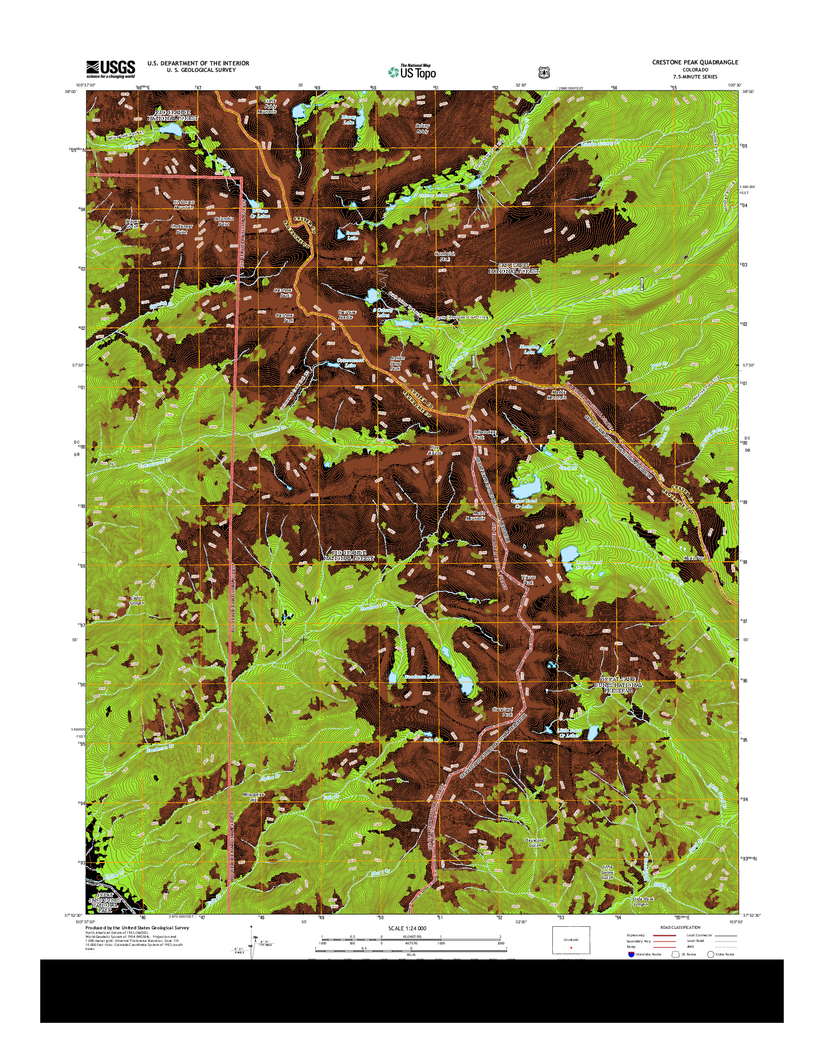 USGS US TOPO 7.5-MINUTE MAP FOR CRESTONE PEAK, CO 2013