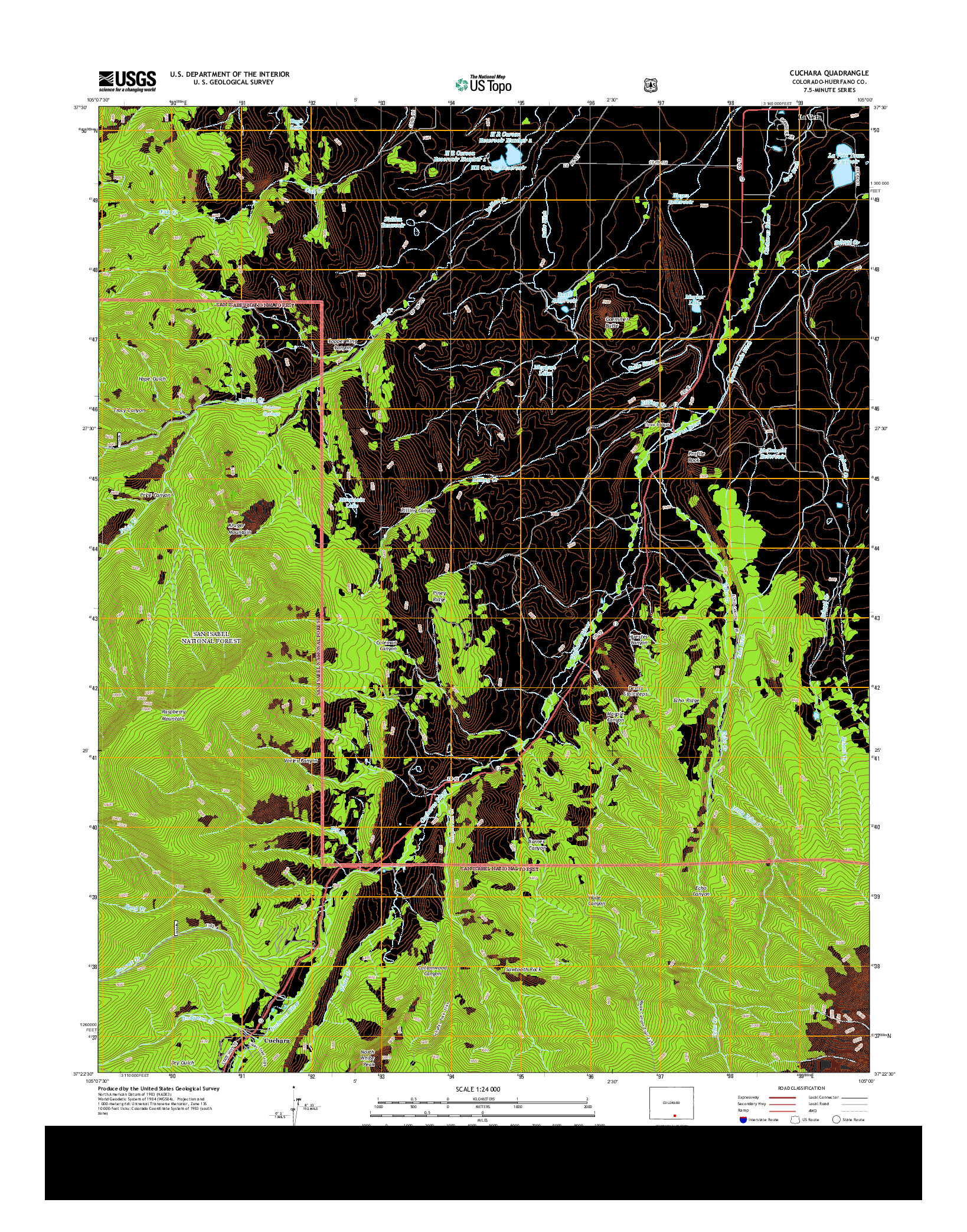 USGS US TOPO 7.5-MINUTE MAP FOR CUCHARA, CO 2013