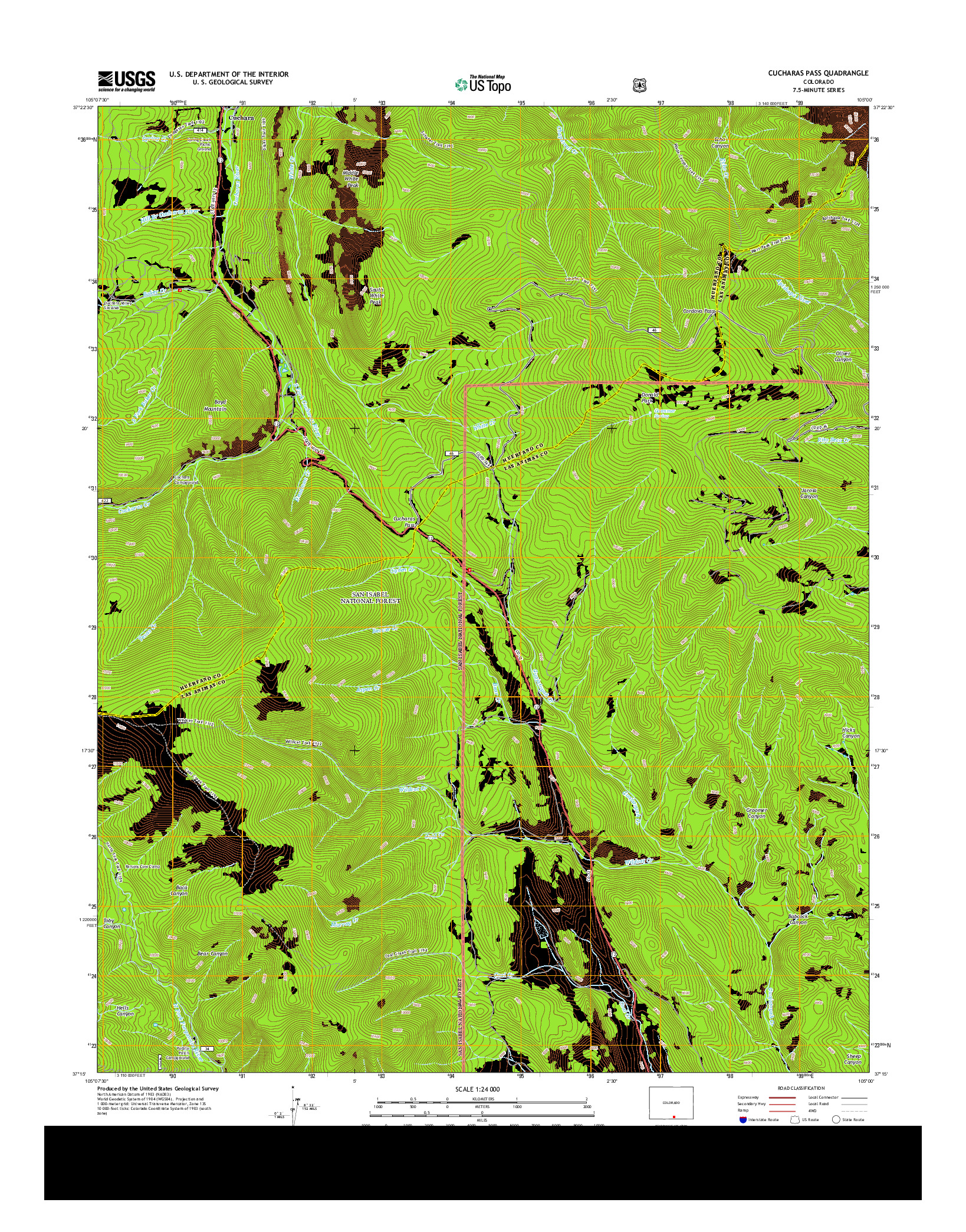 USGS US TOPO 7.5-MINUTE MAP FOR CUCHARAS PASS, CO 2013