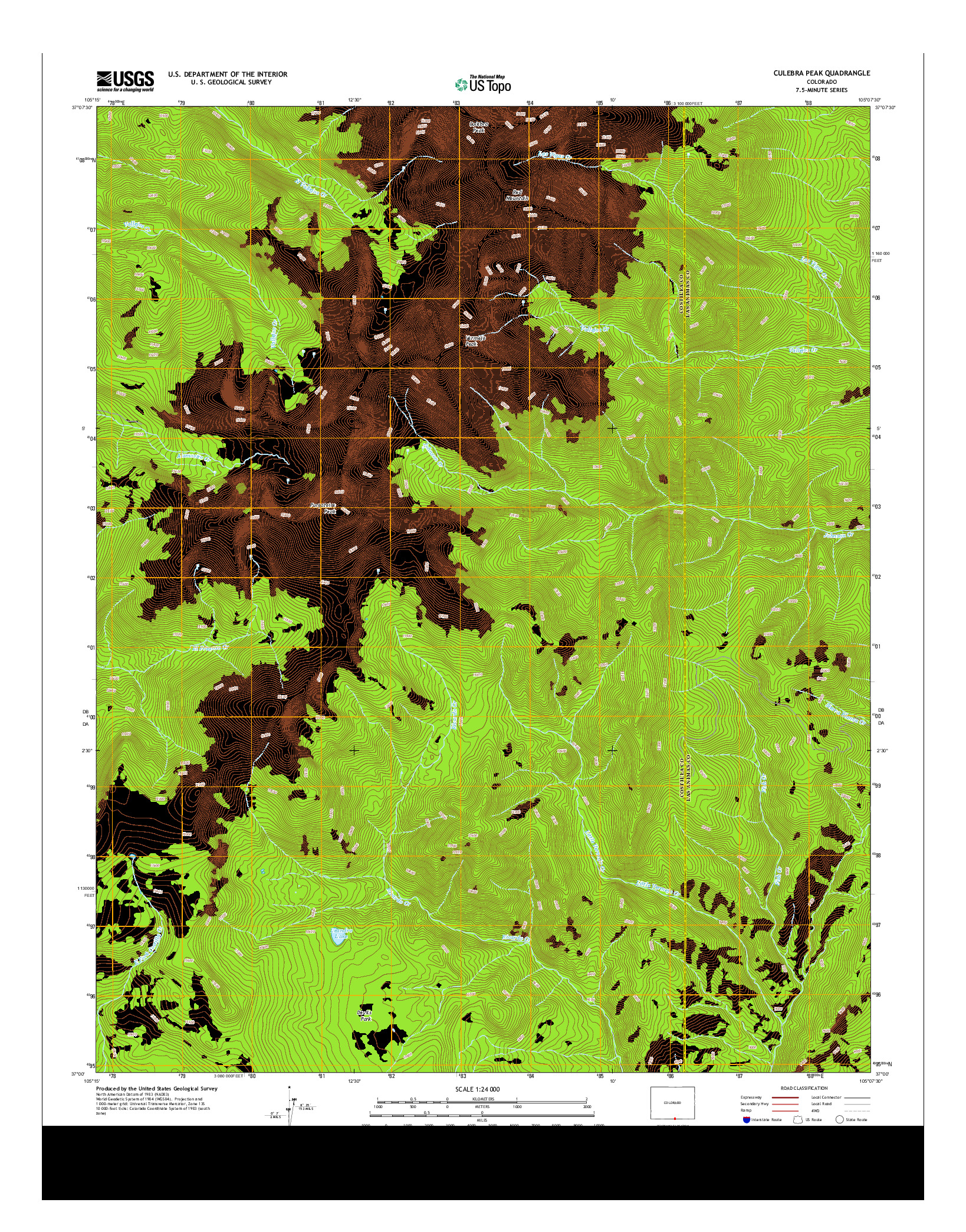 USGS US TOPO 7.5-MINUTE MAP FOR CULEBRA PEAK, CO 2013