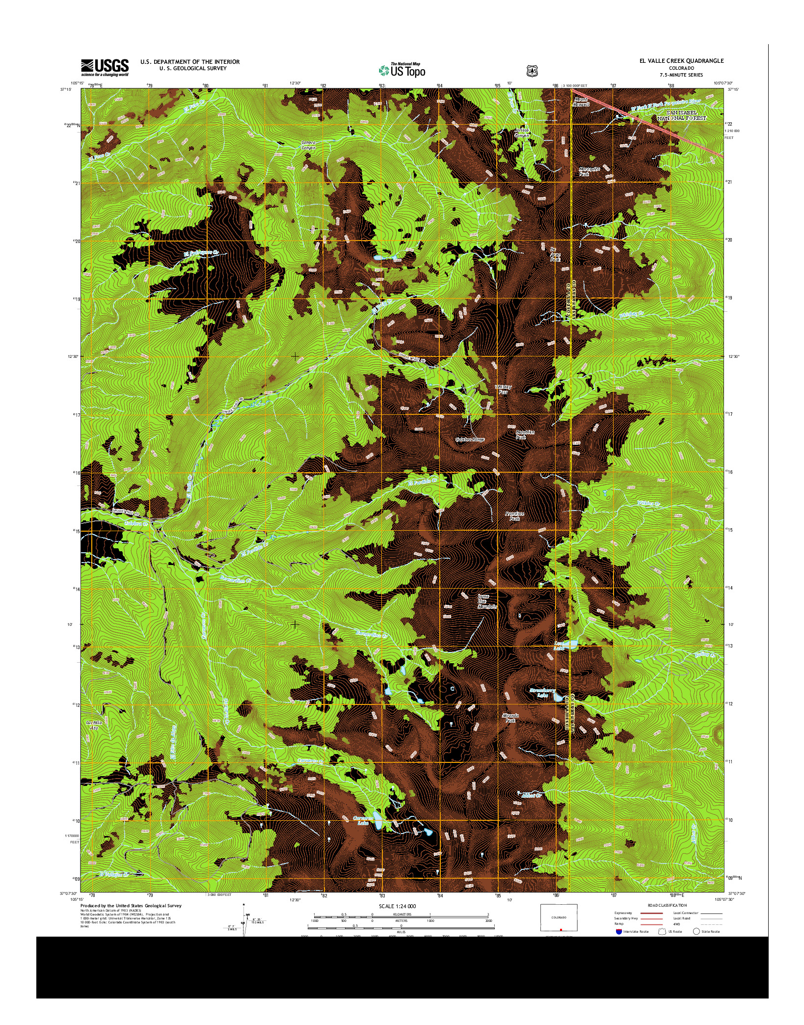 USGS US TOPO 7.5-MINUTE MAP FOR EL VALLE CREEK, CO 2013
