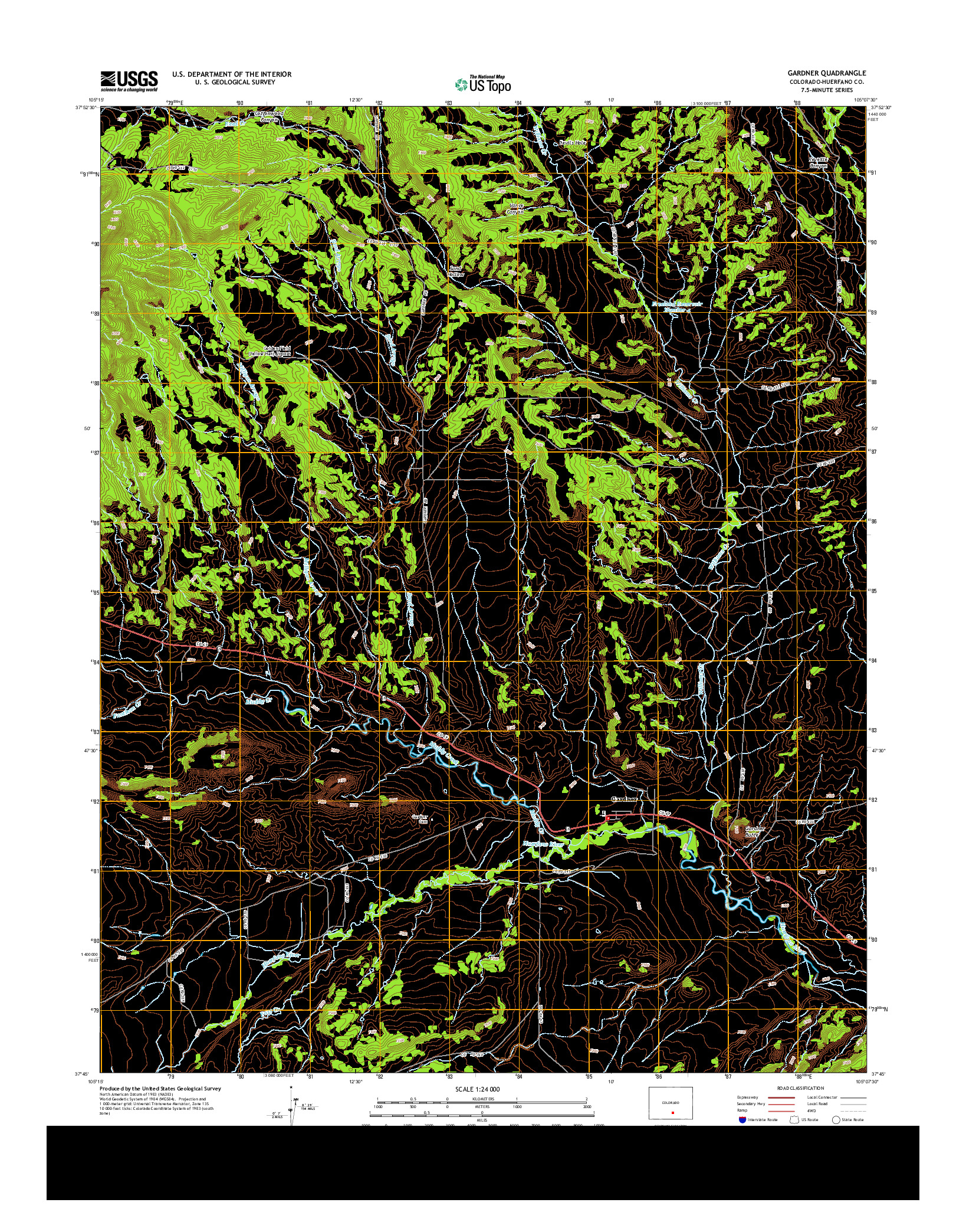 USGS US TOPO 7.5-MINUTE MAP FOR GARDNER, CO 2013