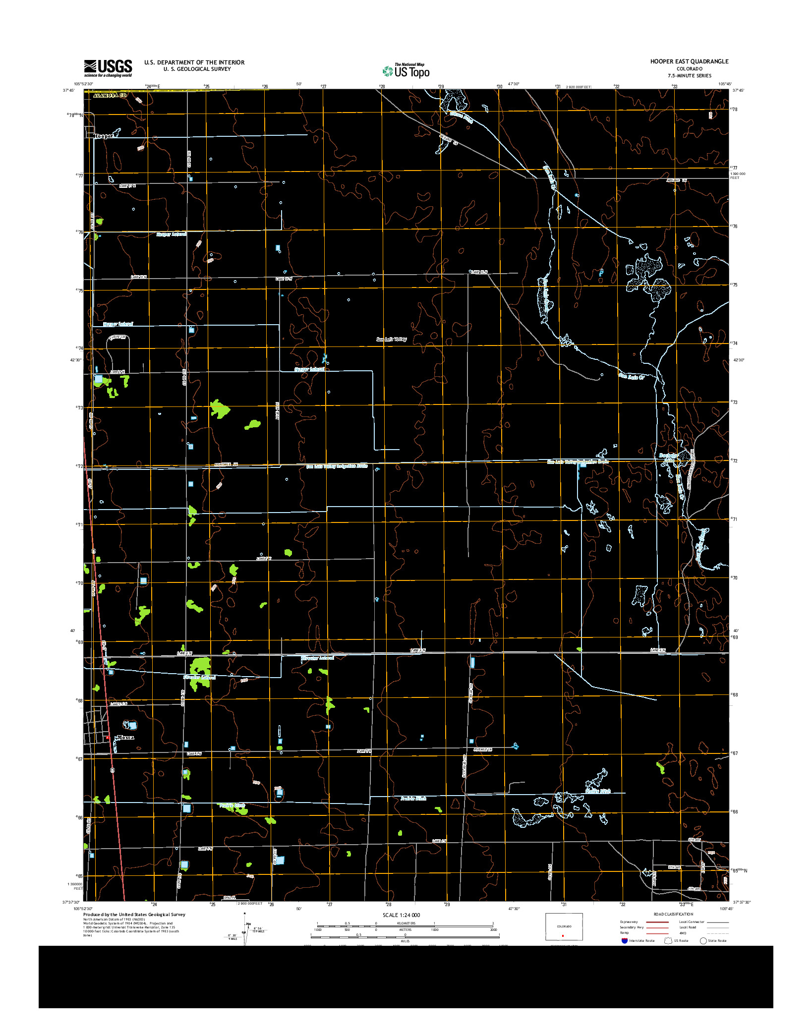 USGS US TOPO 7.5-MINUTE MAP FOR HOOPER EAST, CO 2013