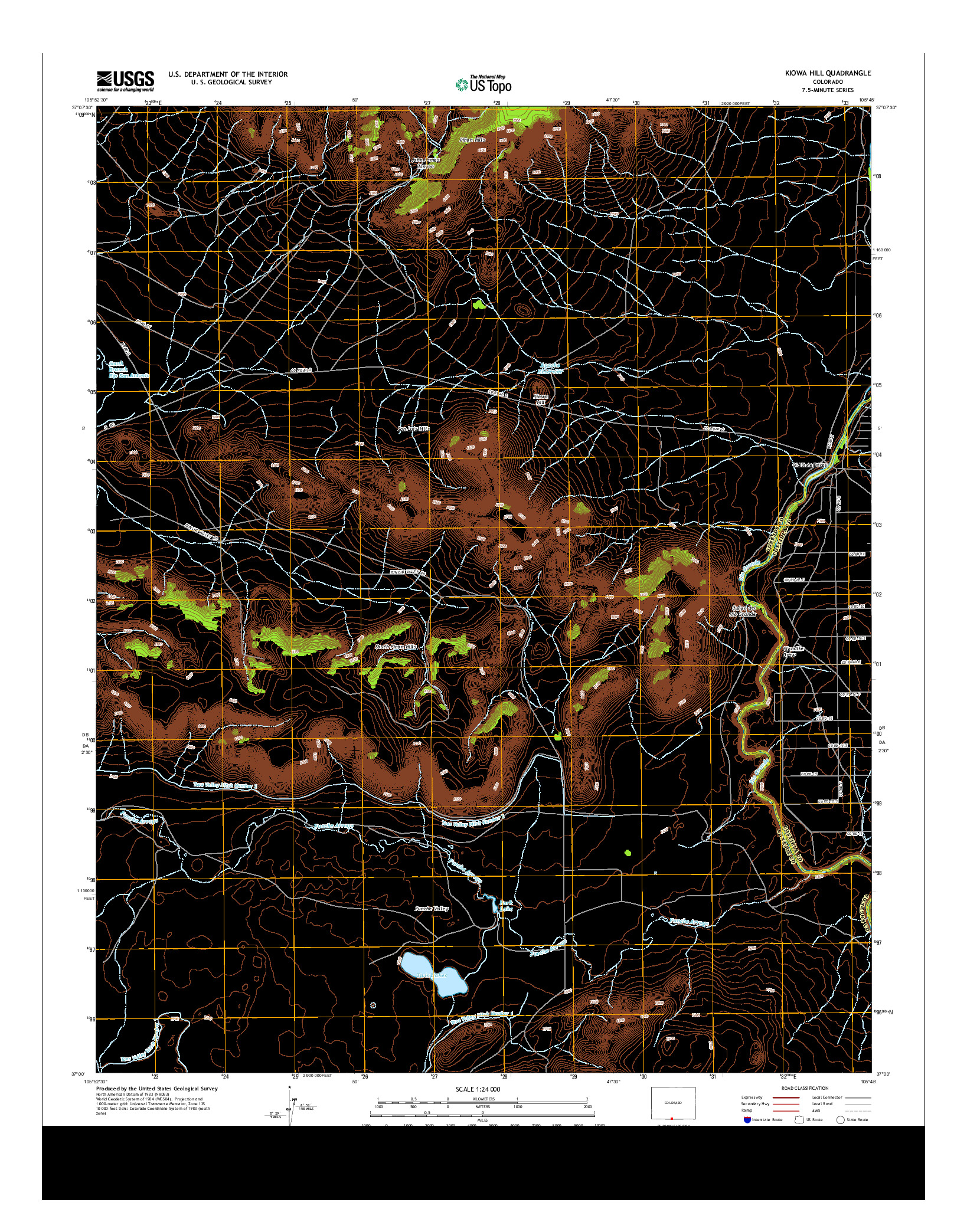 USGS US TOPO 7.5-MINUTE MAP FOR KIOWA HILL, CO 2013