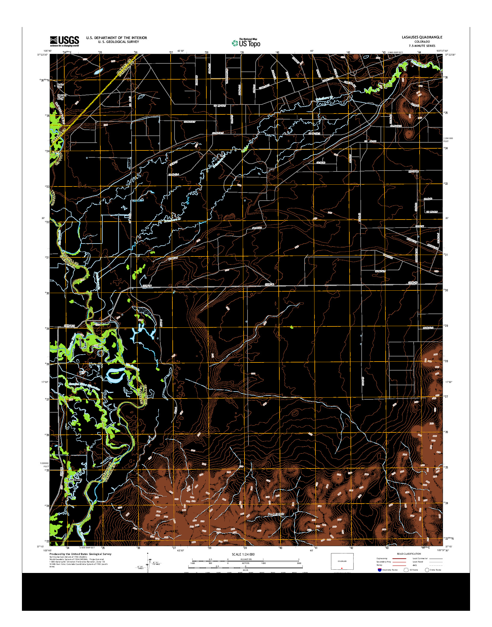 USGS US TOPO 7.5-MINUTE MAP FOR LASAUSES, CO 2013