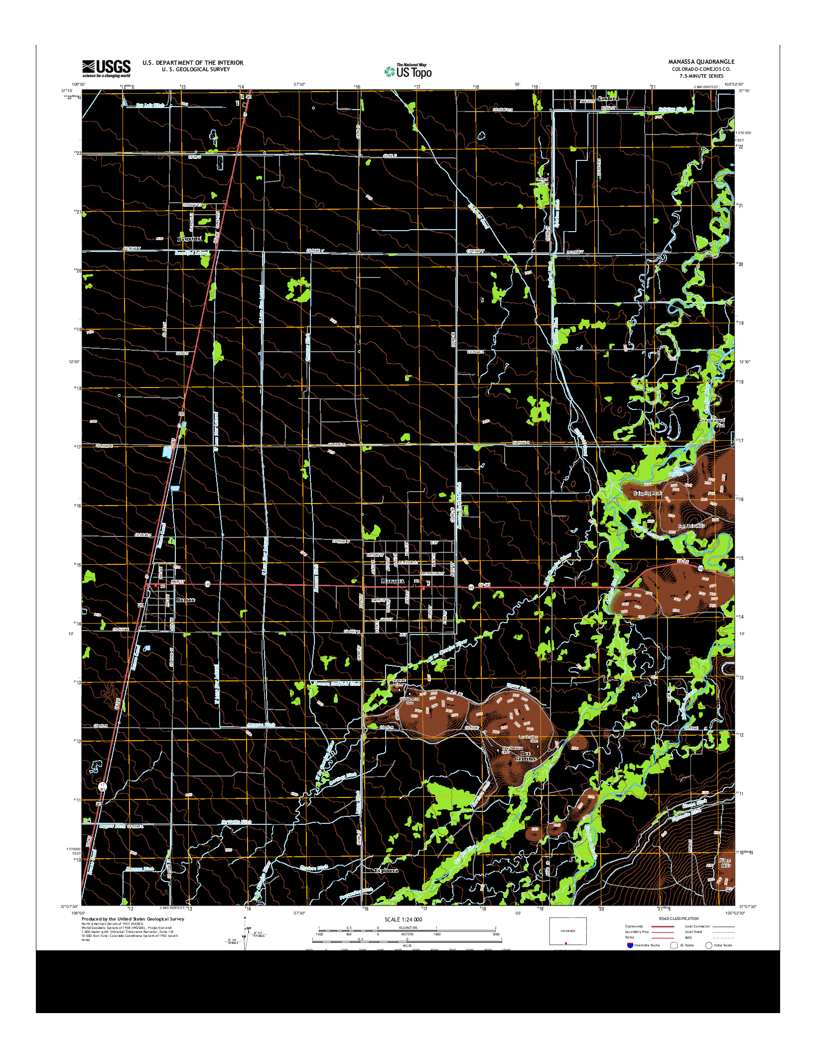 USGS US TOPO 7.5-MINUTE MAP FOR MANASSA, CO 2013