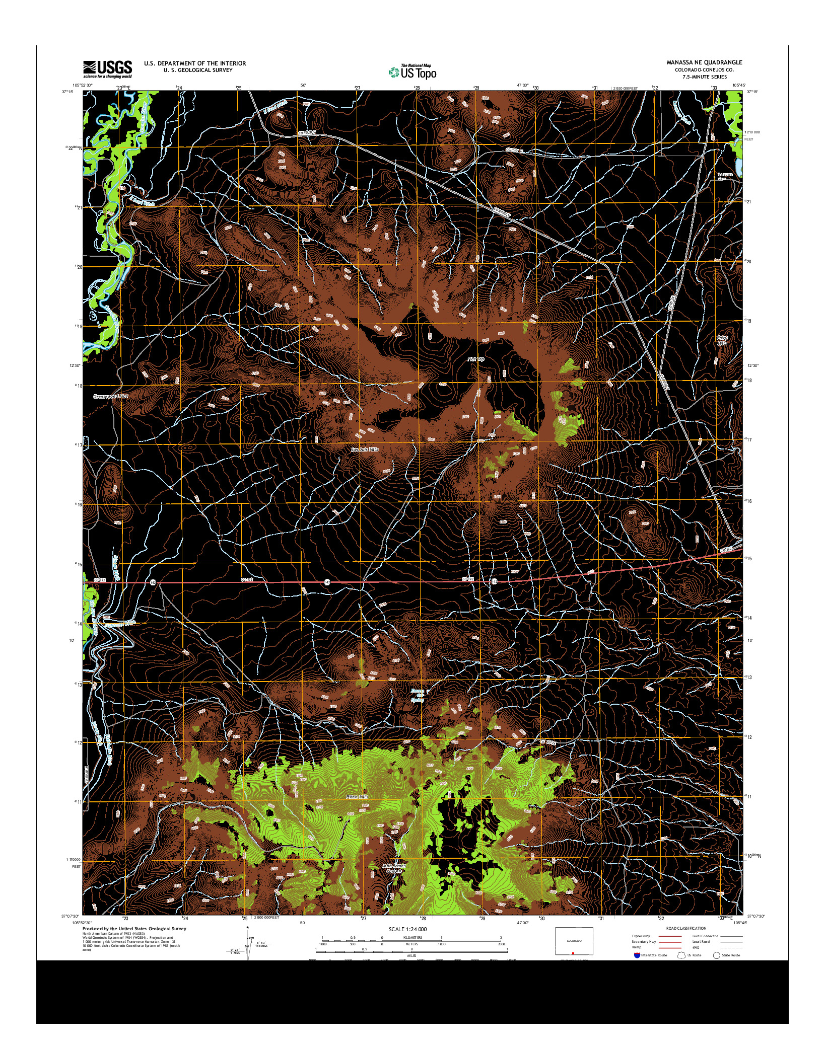USGS US TOPO 7.5-MINUTE MAP FOR MANASSA NE, CO 2013