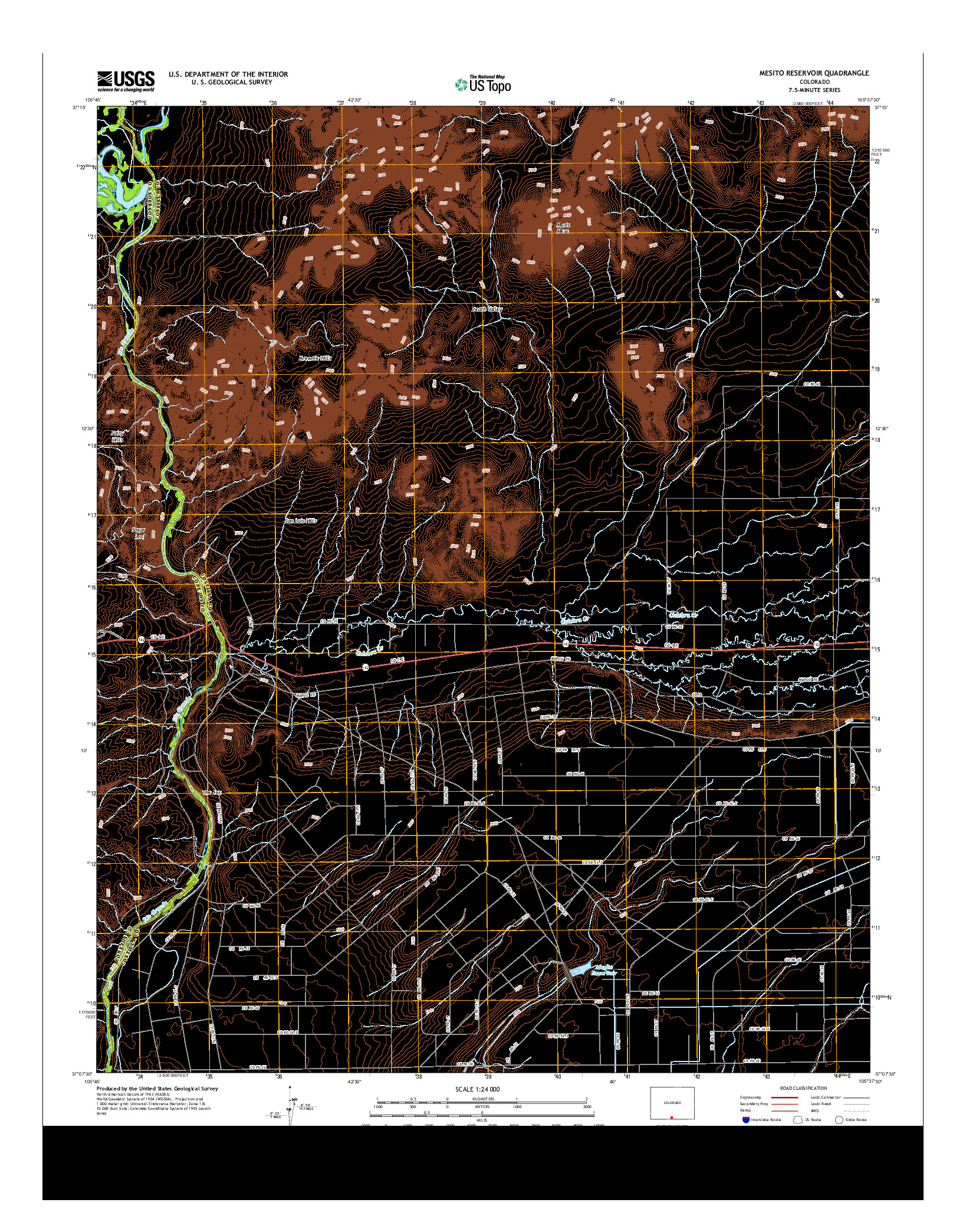 USGS US TOPO 7.5-MINUTE MAP FOR MESITO RESERVOIR, CO 2013