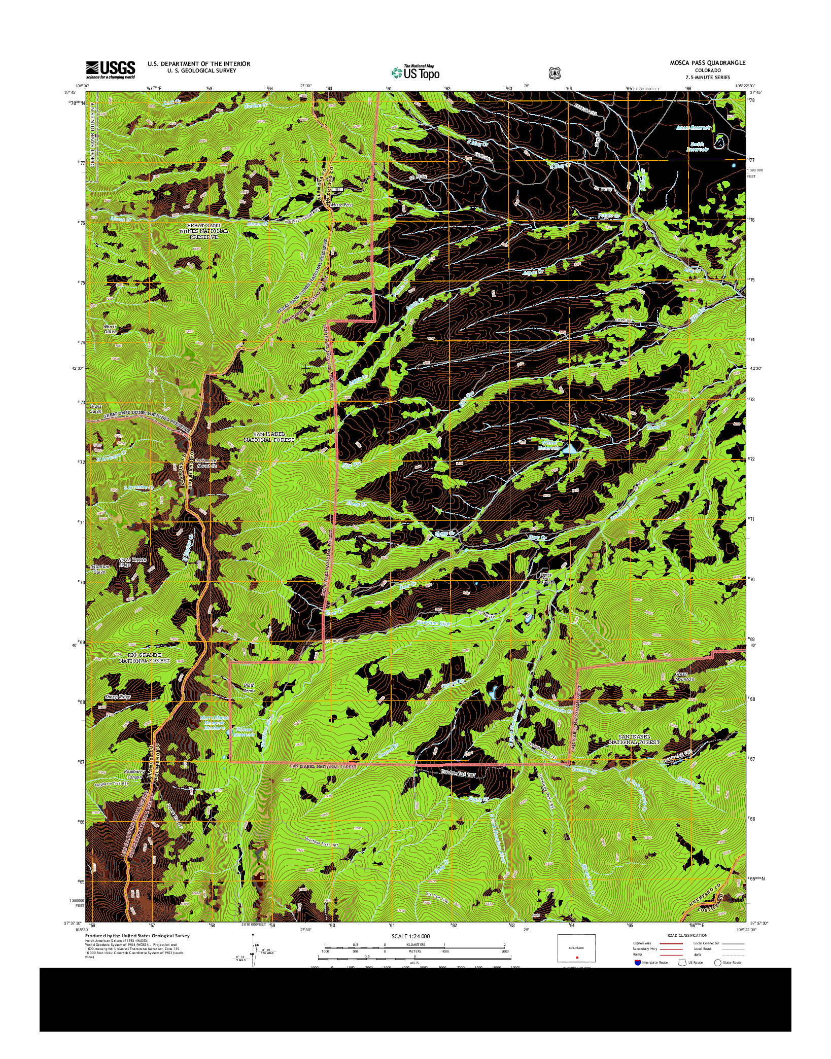 USGS US TOPO 7.5-MINUTE MAP FOR MOSCA PASS, CO 2013