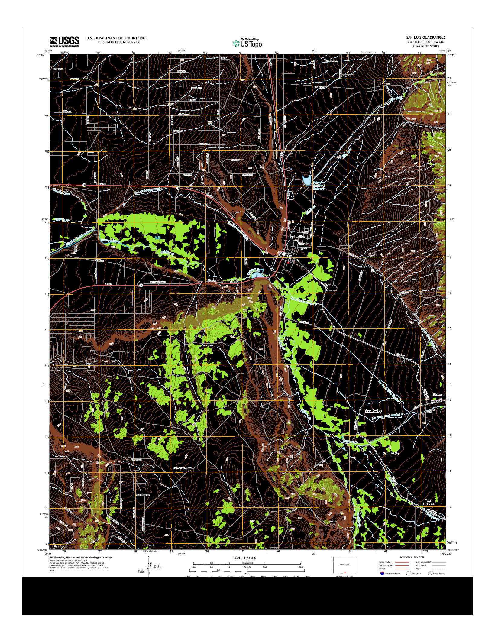 USGS US TOPO 7.5-MINUTE MAP FOR SAN LUIS, CO 2013