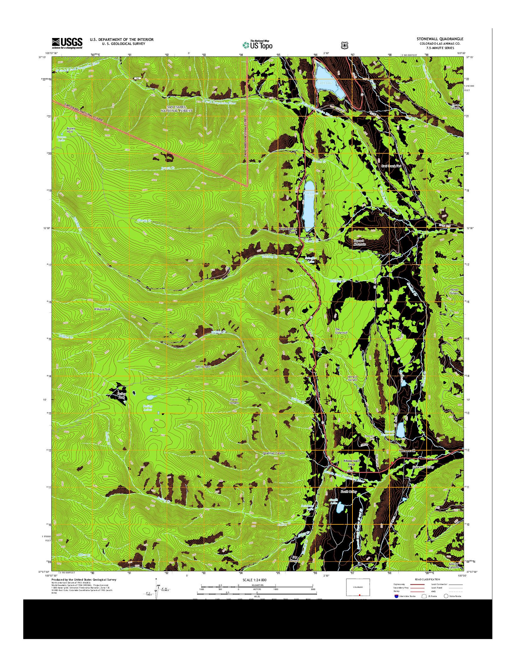 USGS US TOPO 7.5-MINUTE MAP FOR STONEWALL, CO 2013