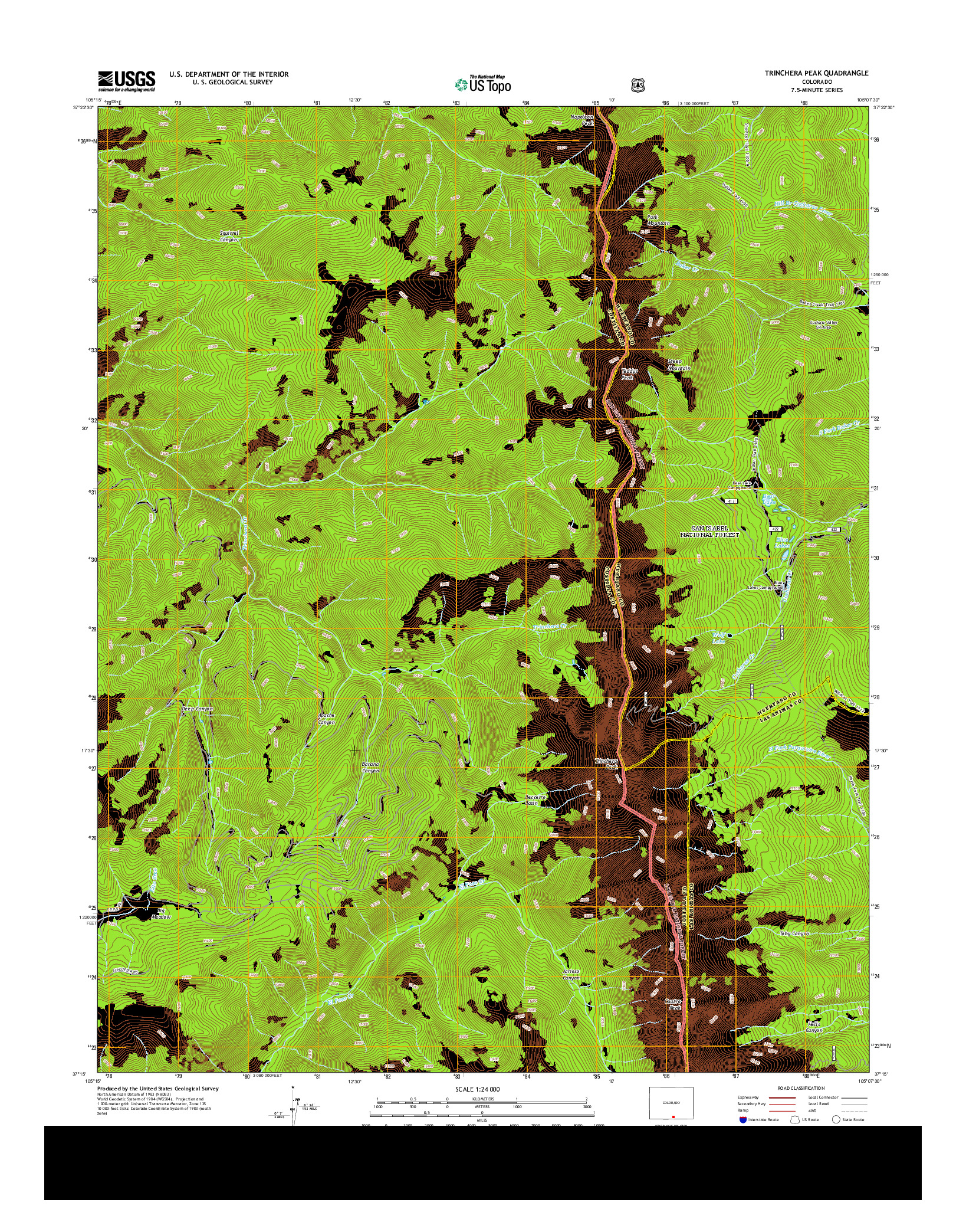 USGS US TOPO 7.5-MINUTE MAP FOR TRINCHERA PEAK, CO 2013