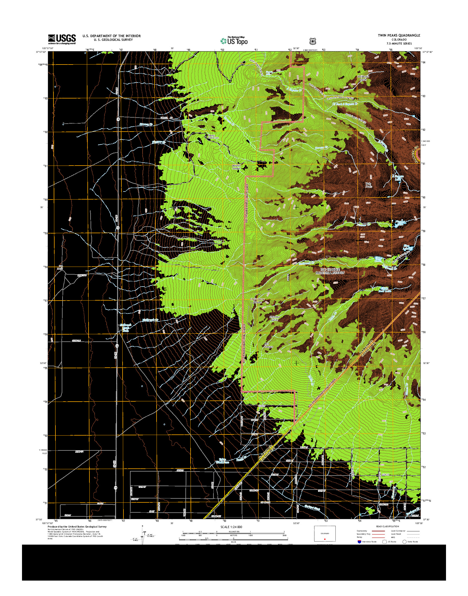 USGS US TOPO 7.5-MINUTE MAP FOR TWIN PEAKS, CO 2013