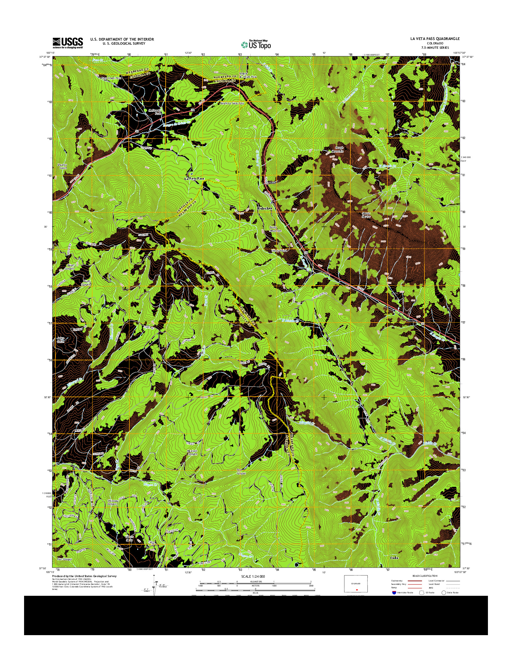 USGS US TOPO 7.5-MINUTE MAP FOR LA VETA PASS, CO 2013