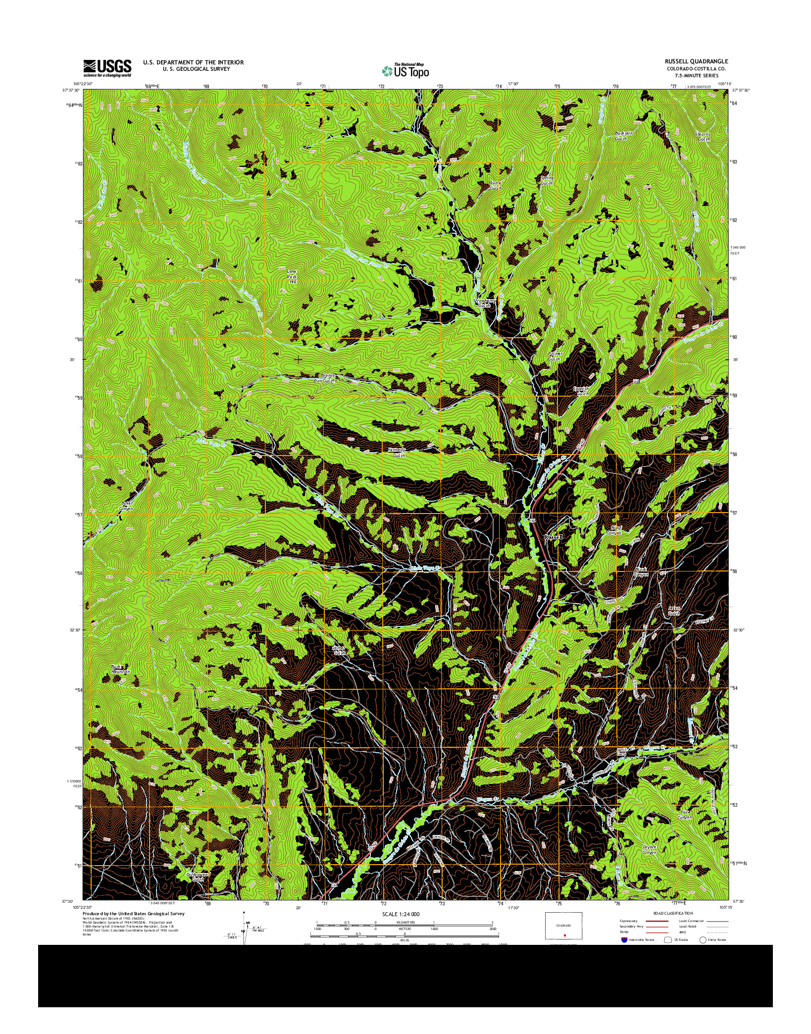 USGS US TOPO 7.5-MINUTE MAP FOR RUSSELL, CO 2013
