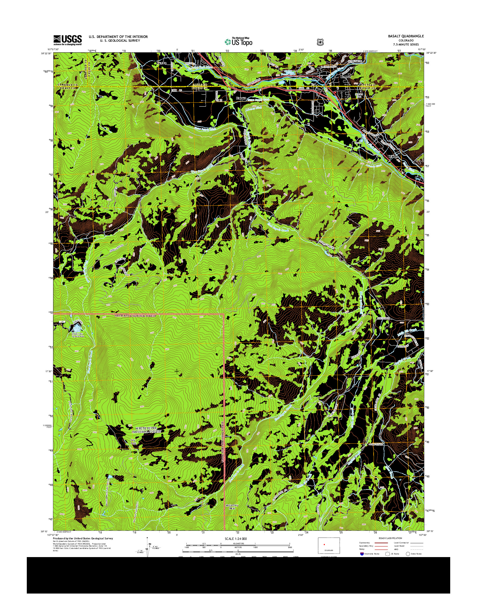 USGS US TOPO 7.5-MINUTE MAP FOR BASALT, CO 2013