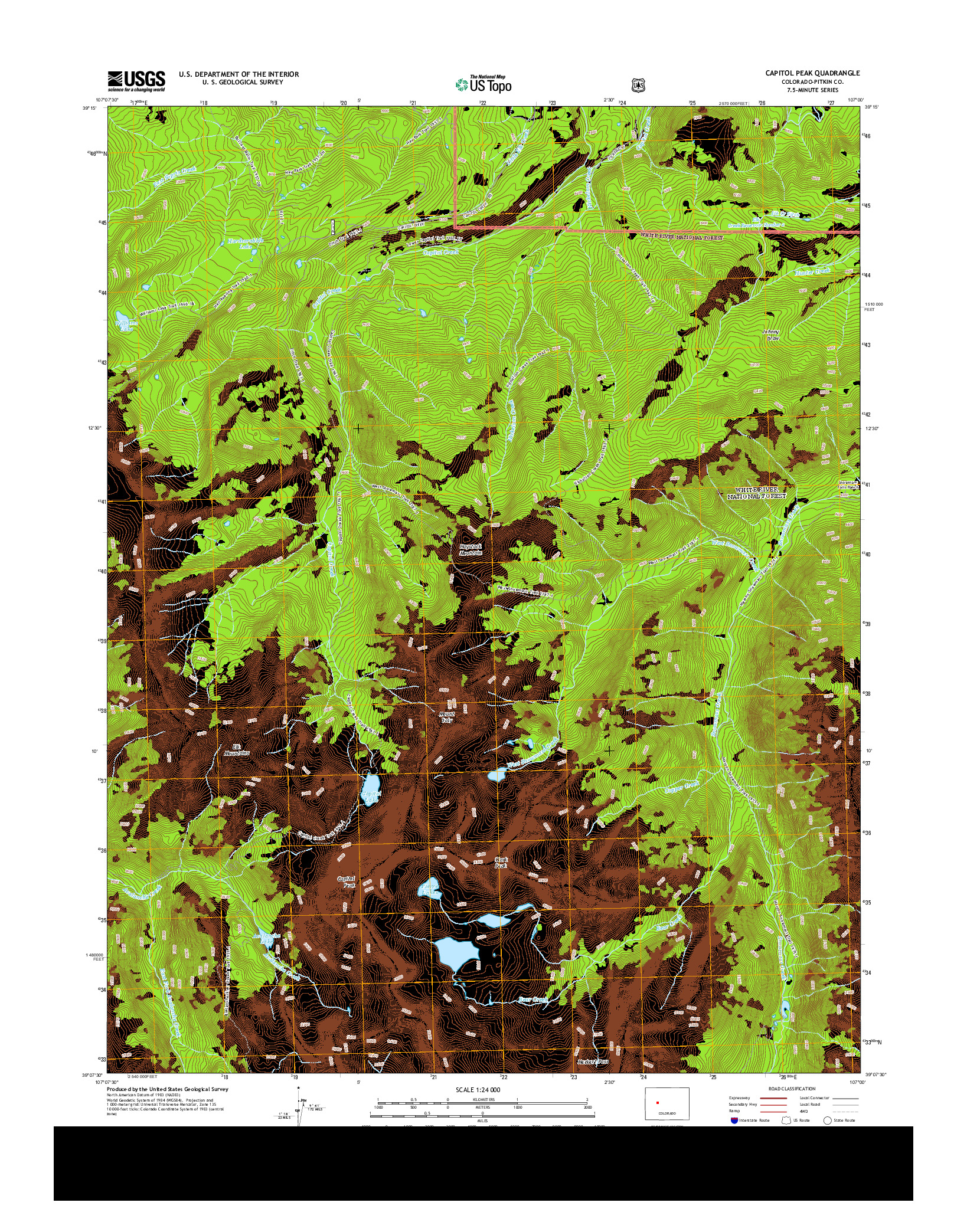 USGS US TOPO 7.5-MINUTE MAP FOR CAPITOL PEAK, CO 2013