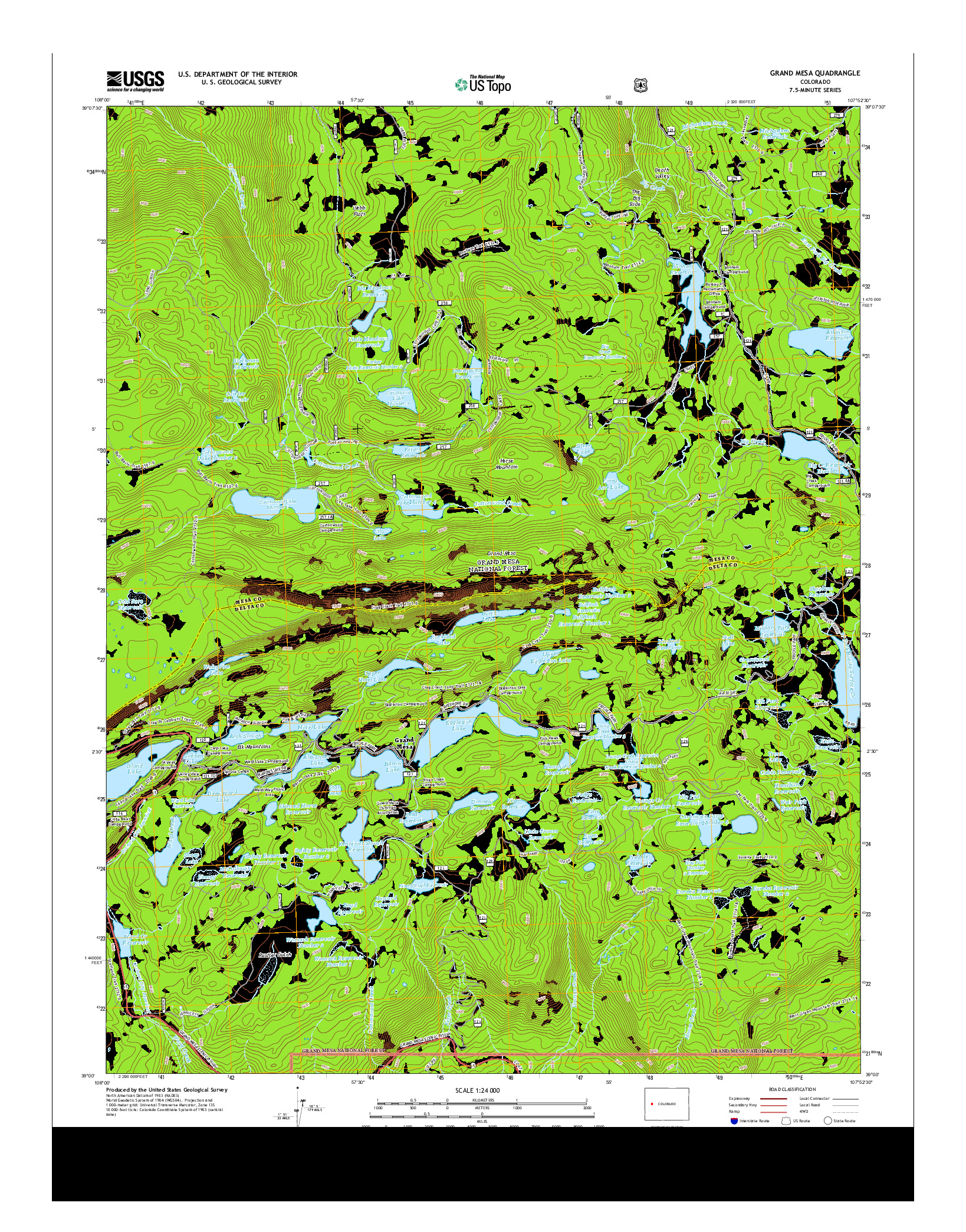 USGS US TOPO 7.5-MINUTE MAP FOR GRAND MESA, CO 2013