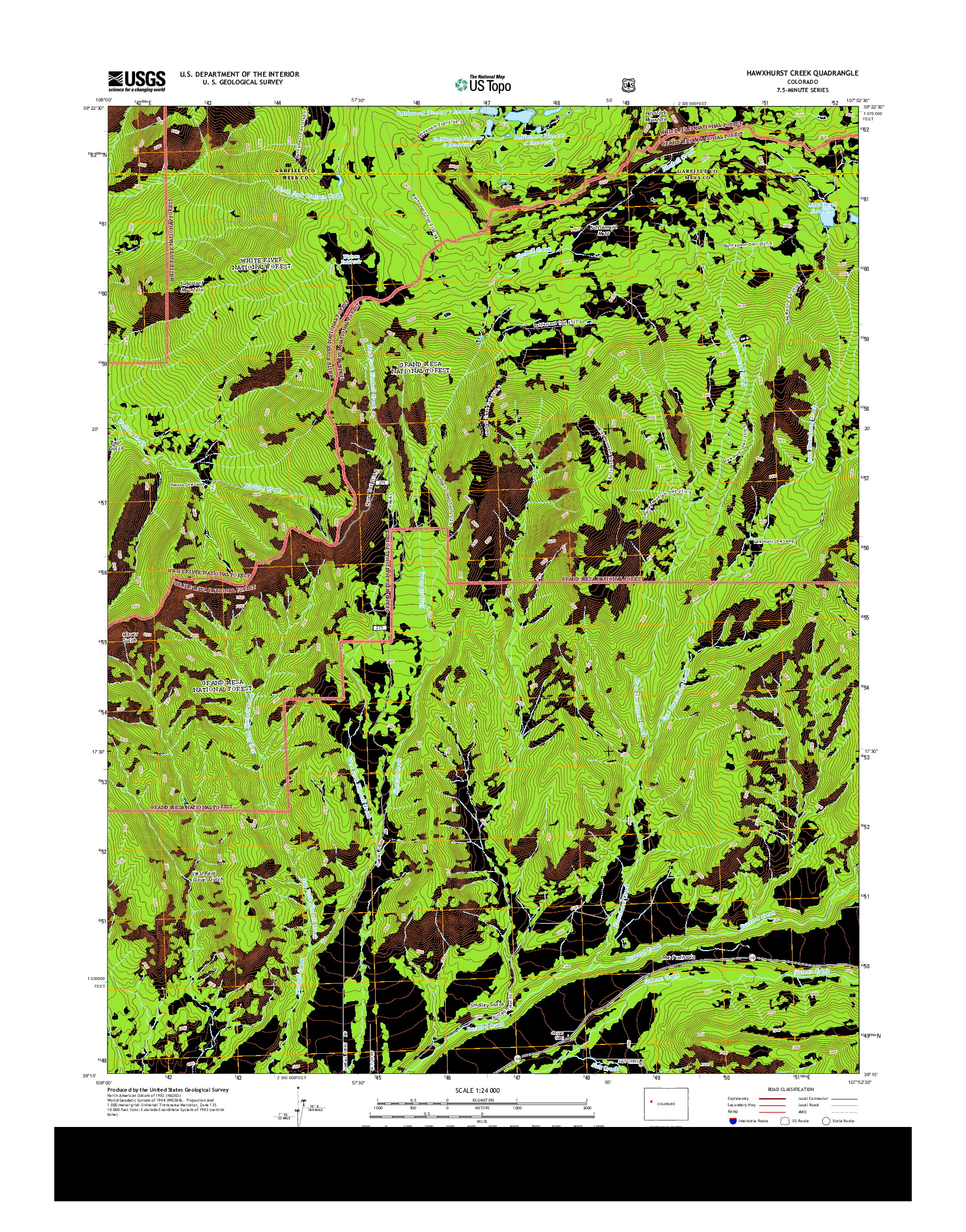 USGS US TOPO 7.5-MINUTE MAP FOR HAWXHURST CREEK, CO 2013