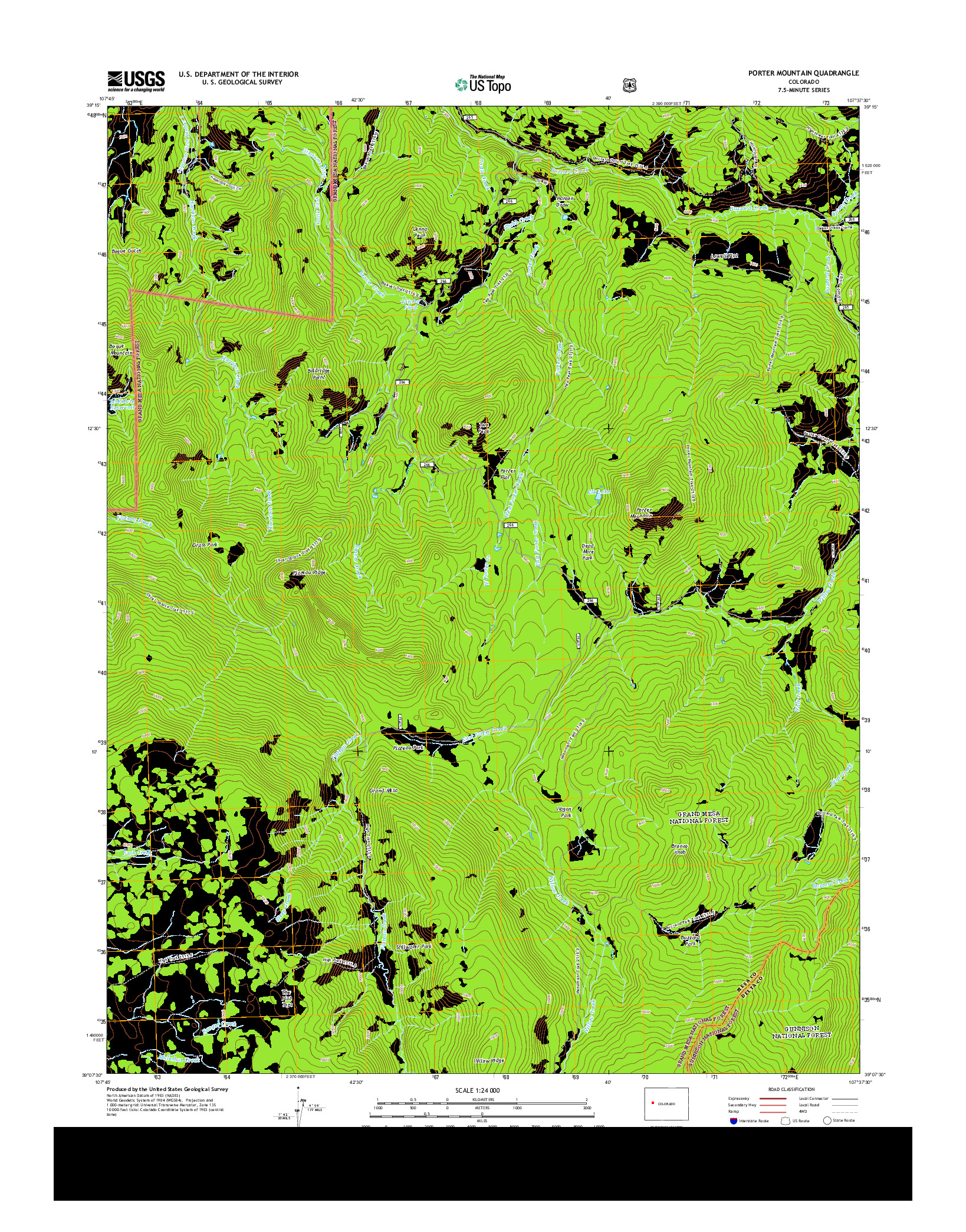 USGS US TOPO 7.5-MINUTE MAP FOR PORTER MOUNTAIN, CO 2013