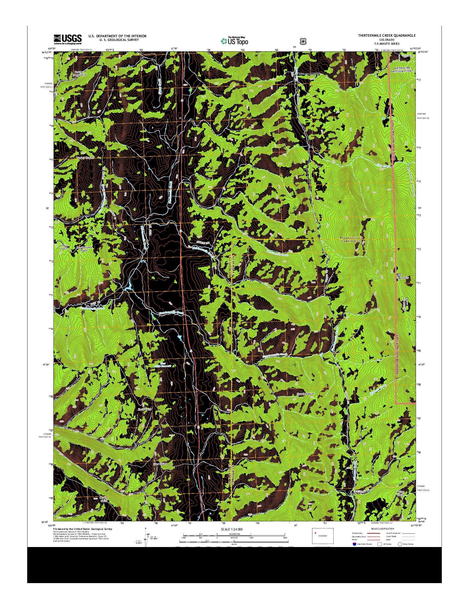 USGS US TOPO 7.5-MINUTE MAP FOR THIRTEENMILE CREEK, CO 2013