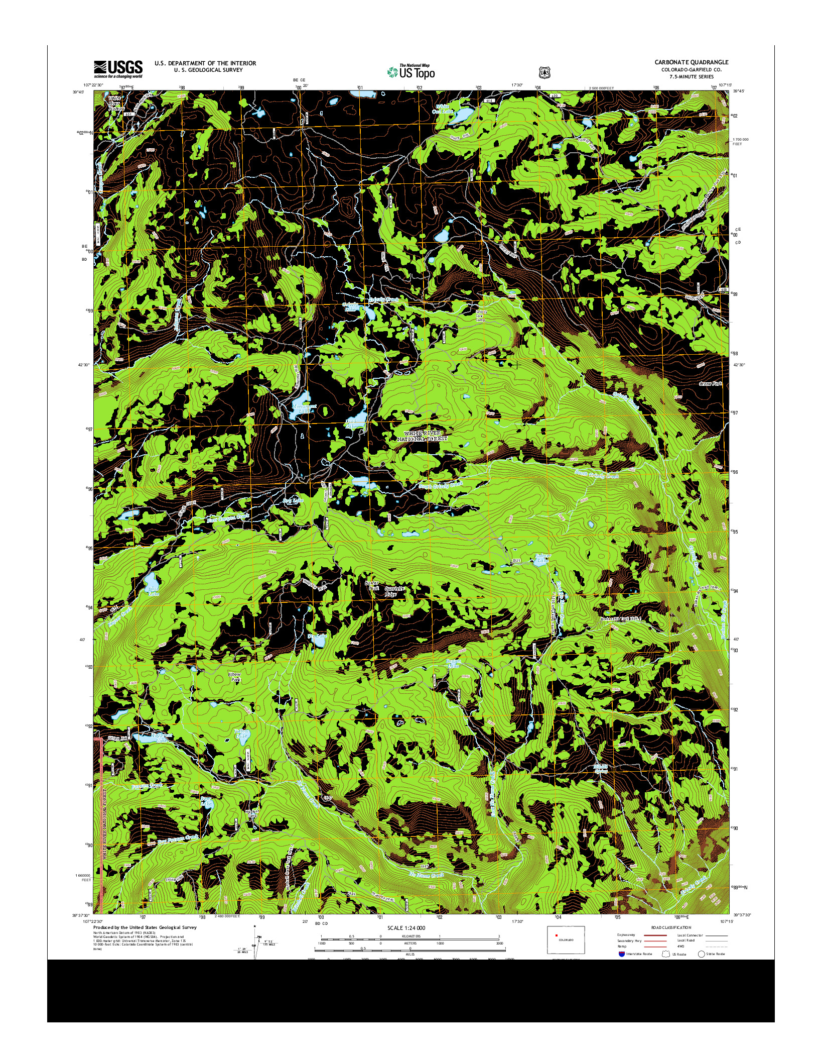 USGS US TOPO 7.5-MINUTE MAP FOR CARBONATE, CO 2013