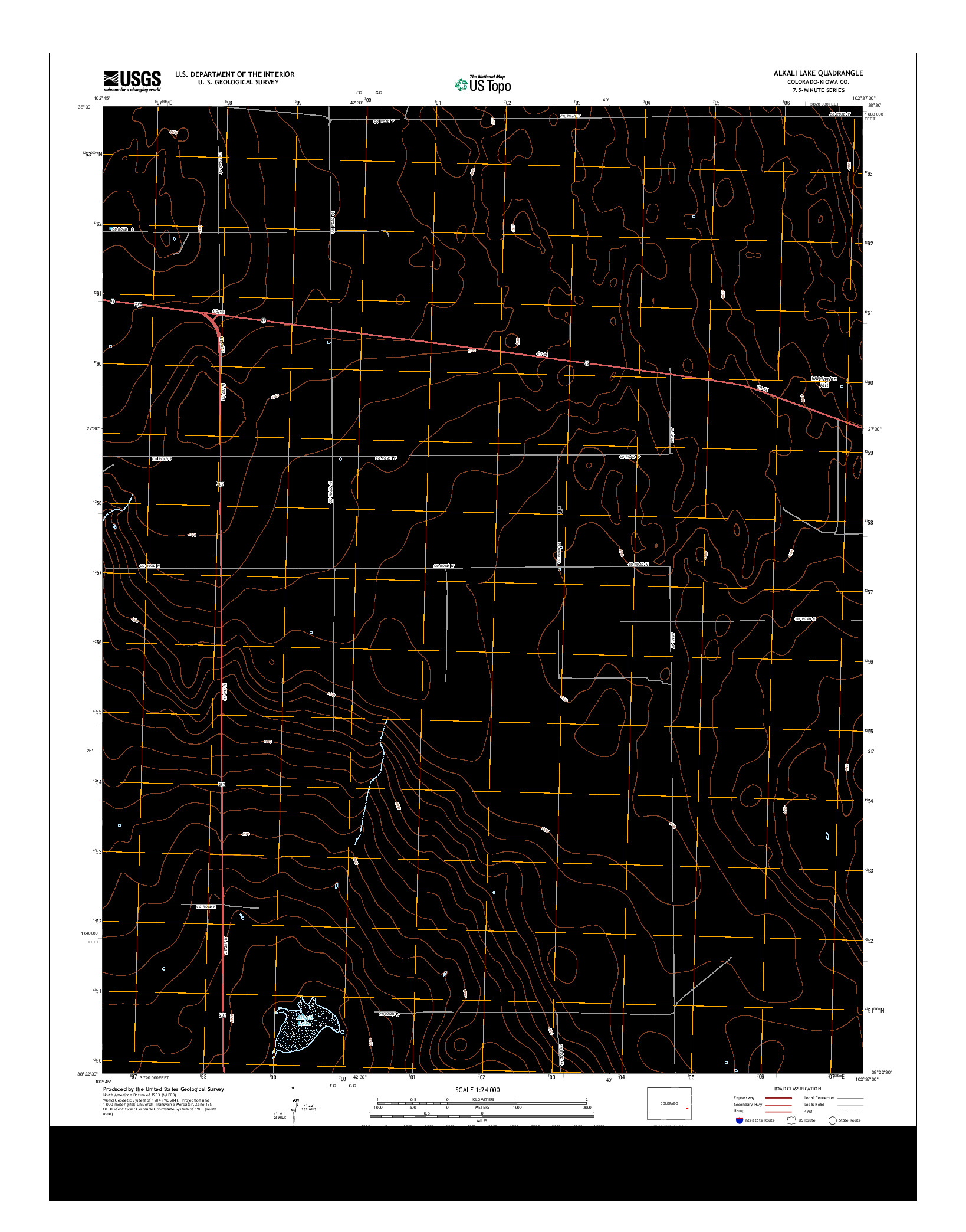 USGS US TOPO 7.5-MINUTE MAP FOR ALKALI LAKE, CO 2013