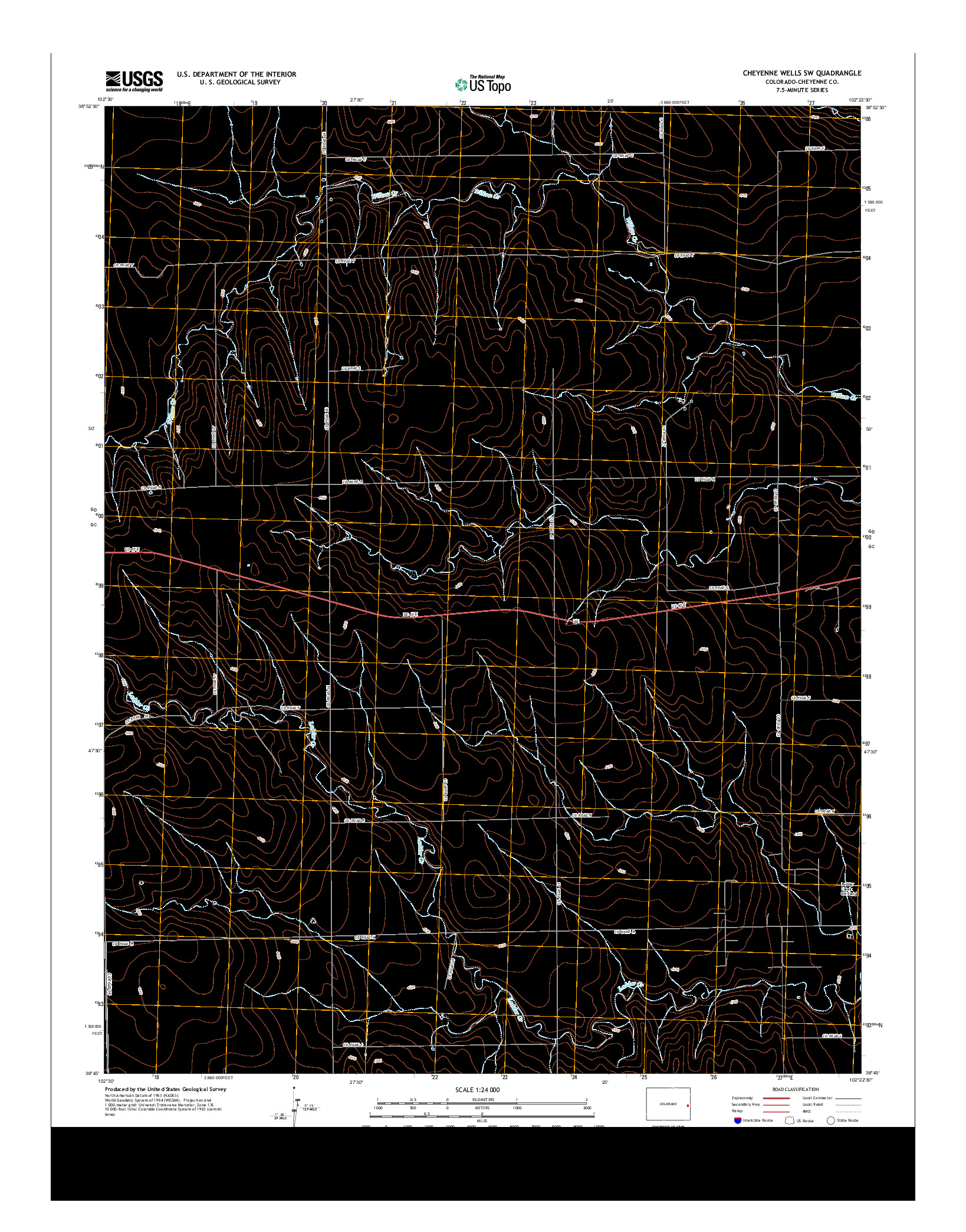 USGS US TOPO 7.5-MINUTE MAP FOR CHEYENNE WELLS SW, CO 2013