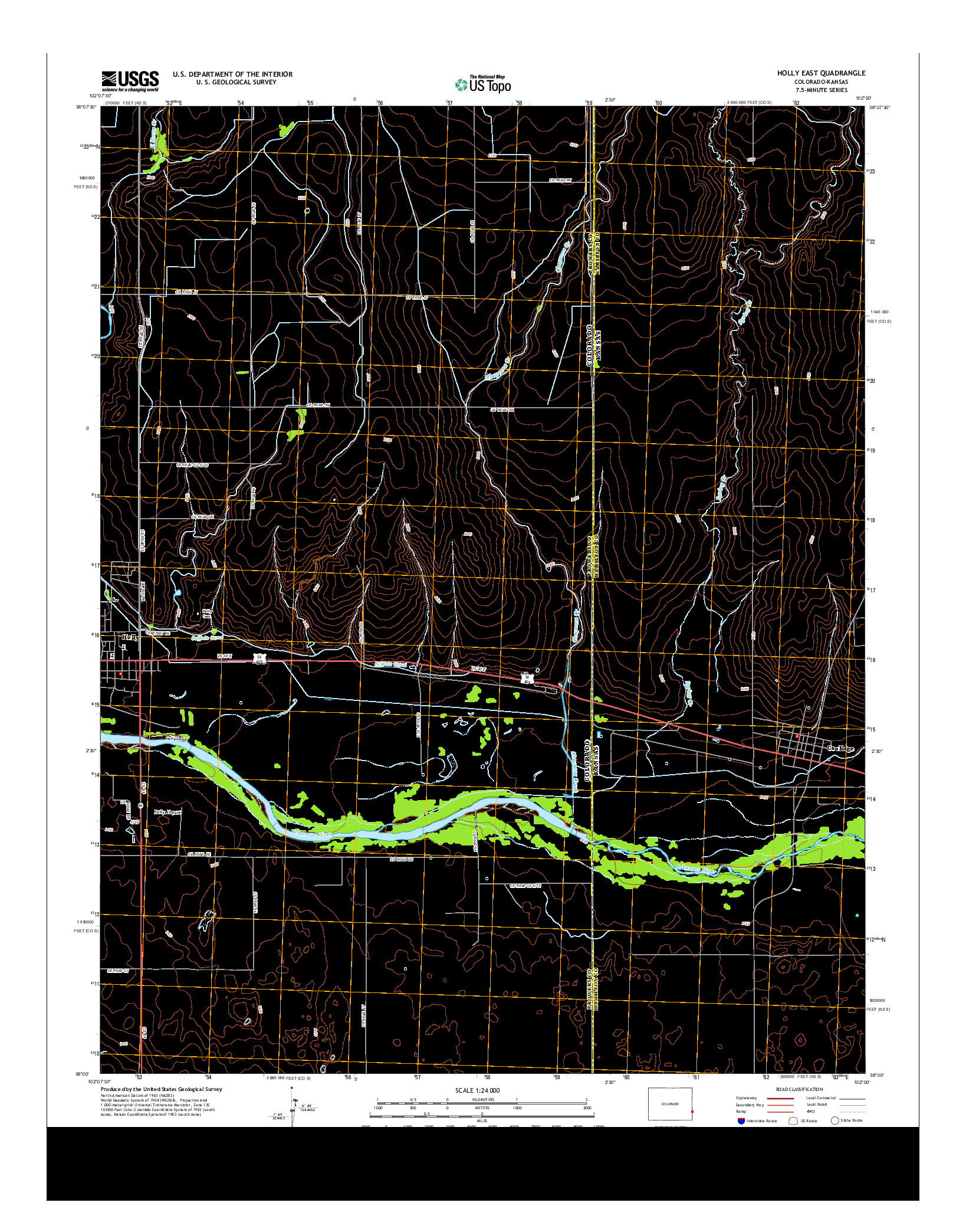 USGS US TOPO 7.5-MINUTE MAP FOR HOLLY EAST, CO-KS 2013