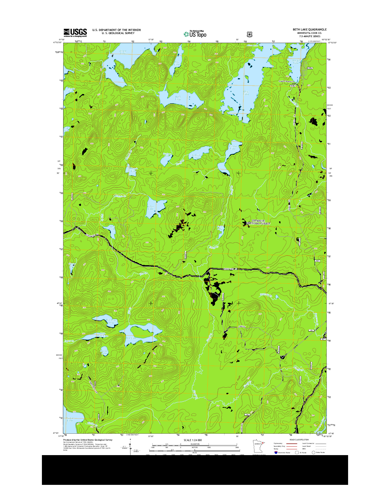 USGS US TOPO 7.5-MINUTE MAP FOR BETH LAKE, MN 2013