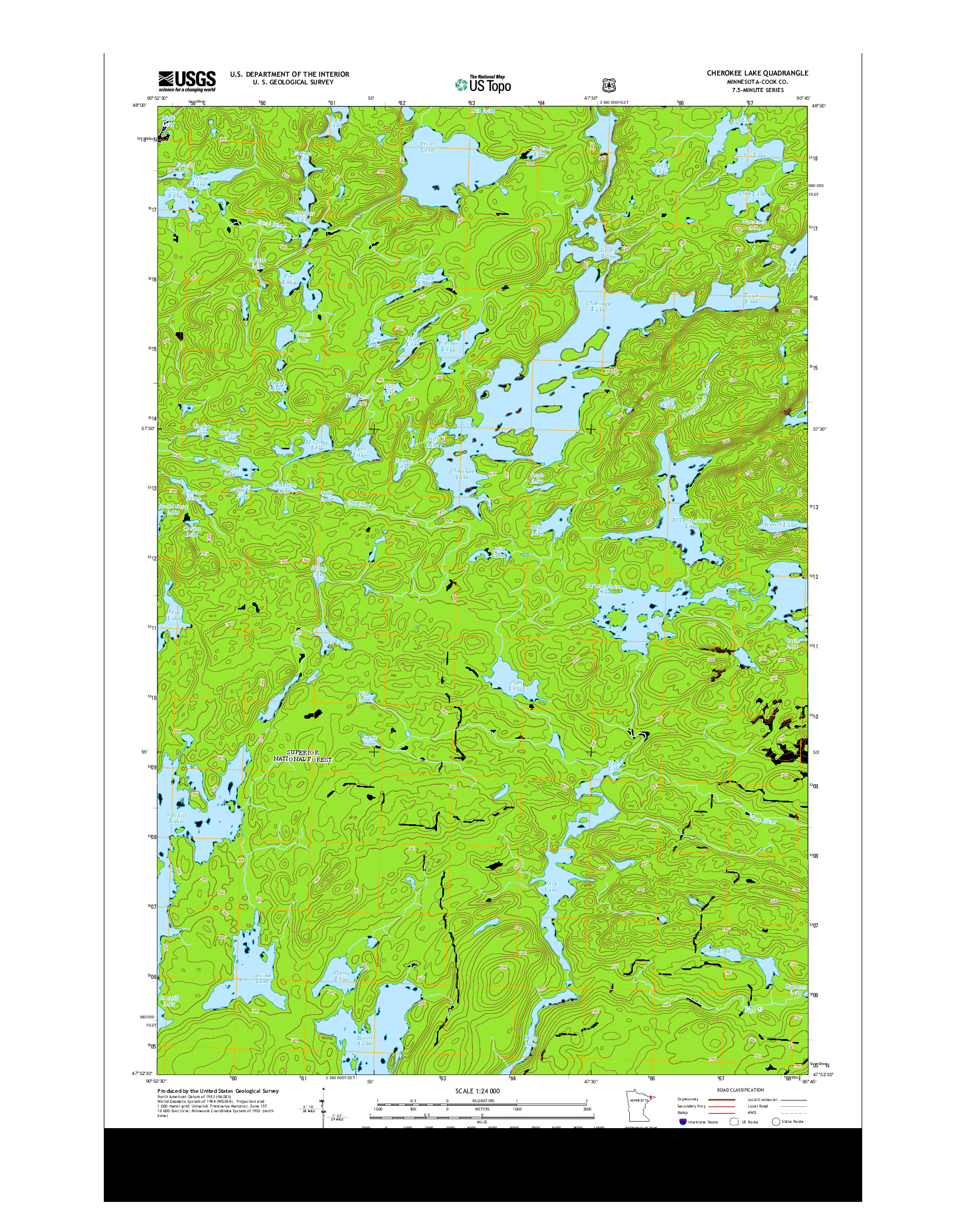USGS US TOPO 7.5-MINUTE MAP FOR CHEROKEE LAKE, MN 2013