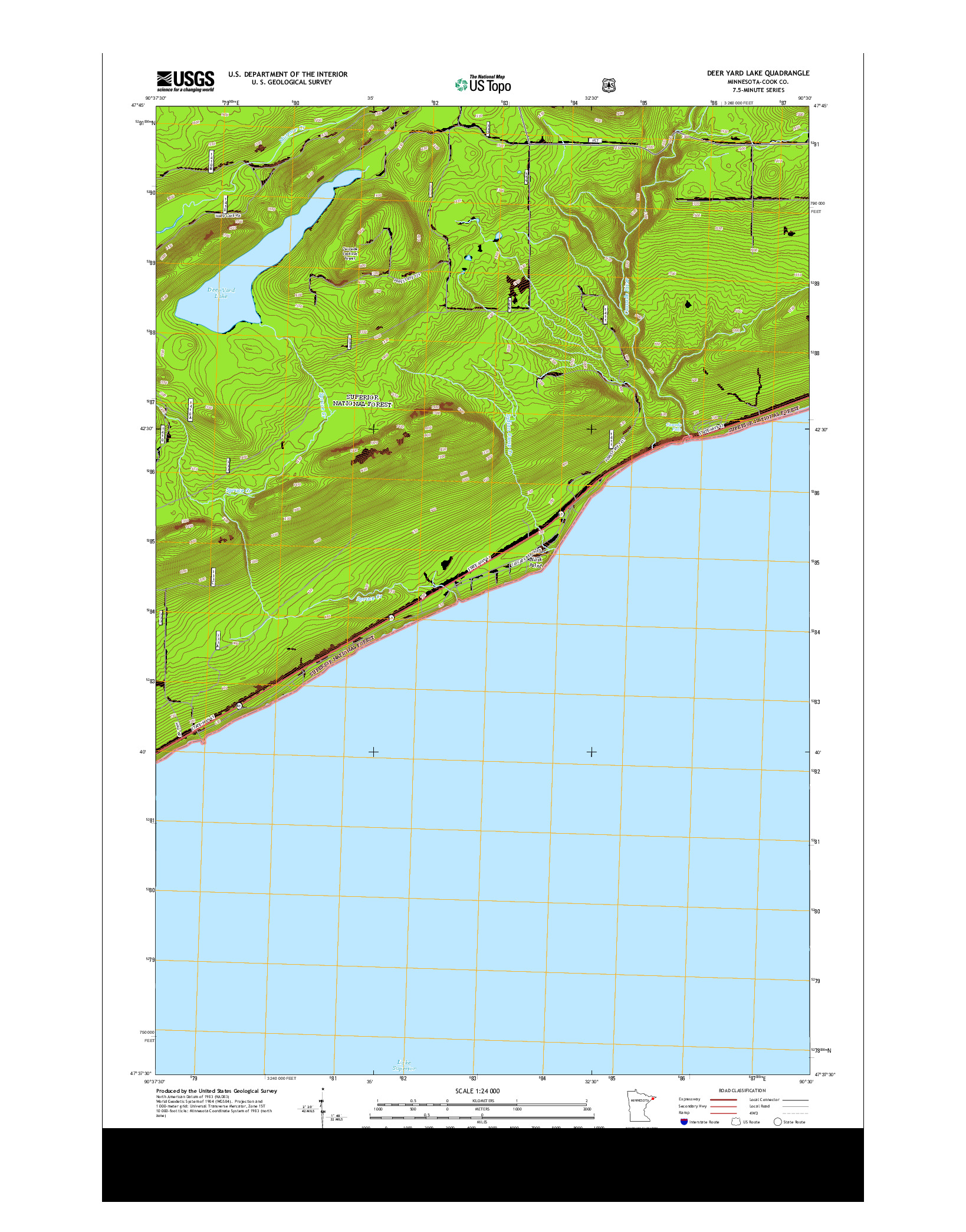 USGS US TOPO 7.5-MINUTE MAP FOR DEER YARD LAKE, MN 2013