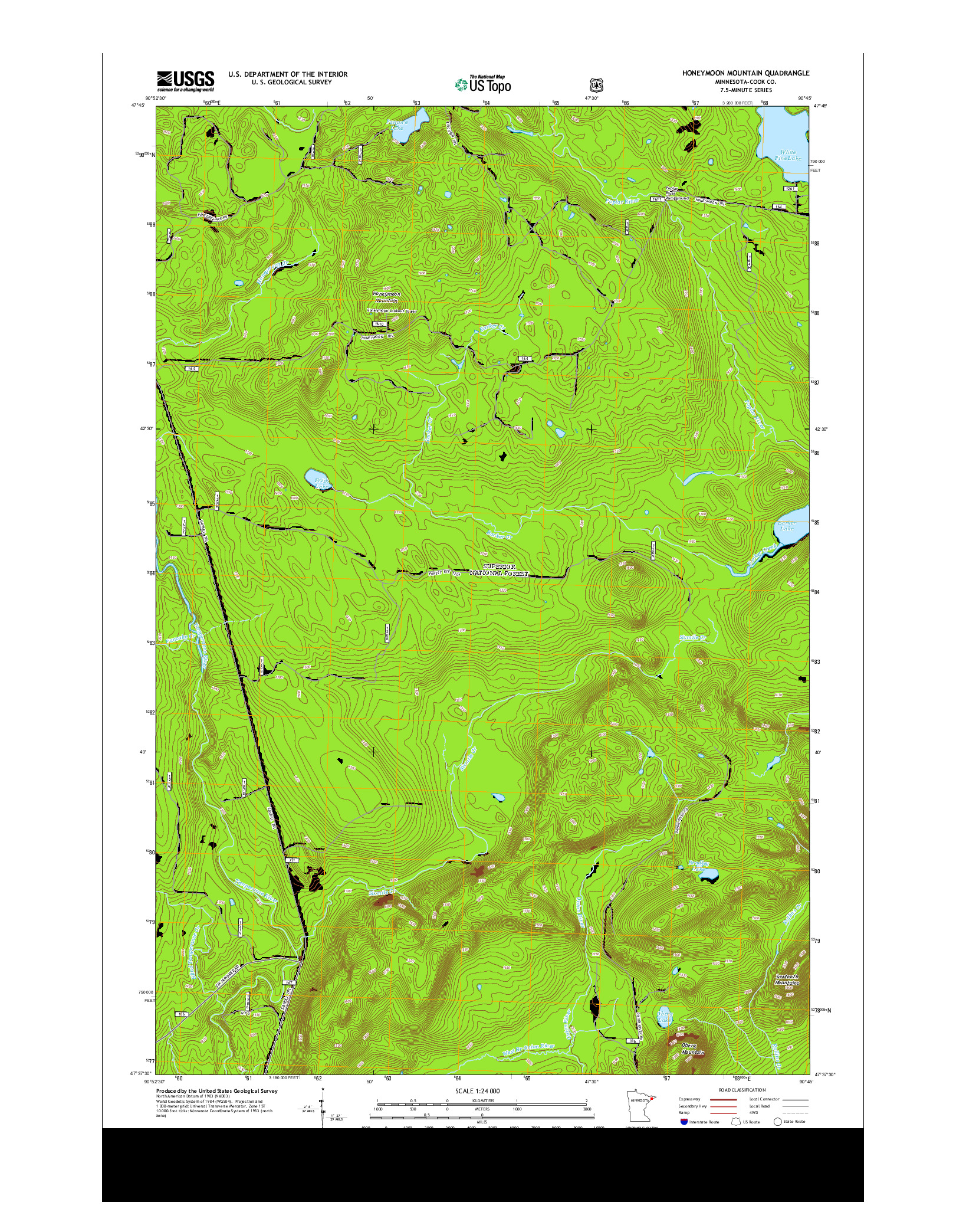 USGS US TOPO 7.5-MINUTE MAP FOR HONEYMOON MOUNTAIN, MN 2013