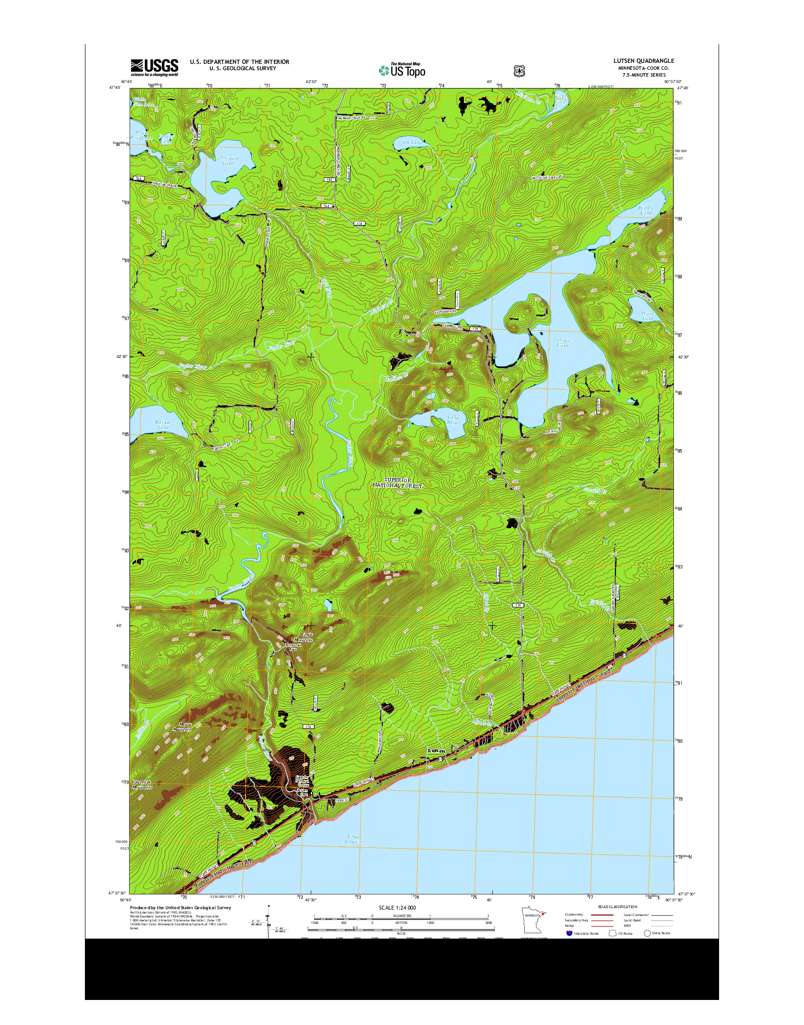 USGS US TOPO 7.5-MINUTE MAP FOR LUTSEN, MN 2013