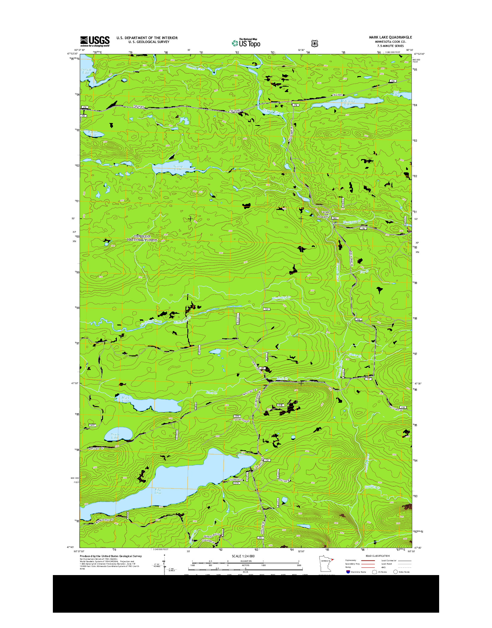 USGS US TOPO 7.5-MINUTE MAP FOR MARK LAKE, MN 2013