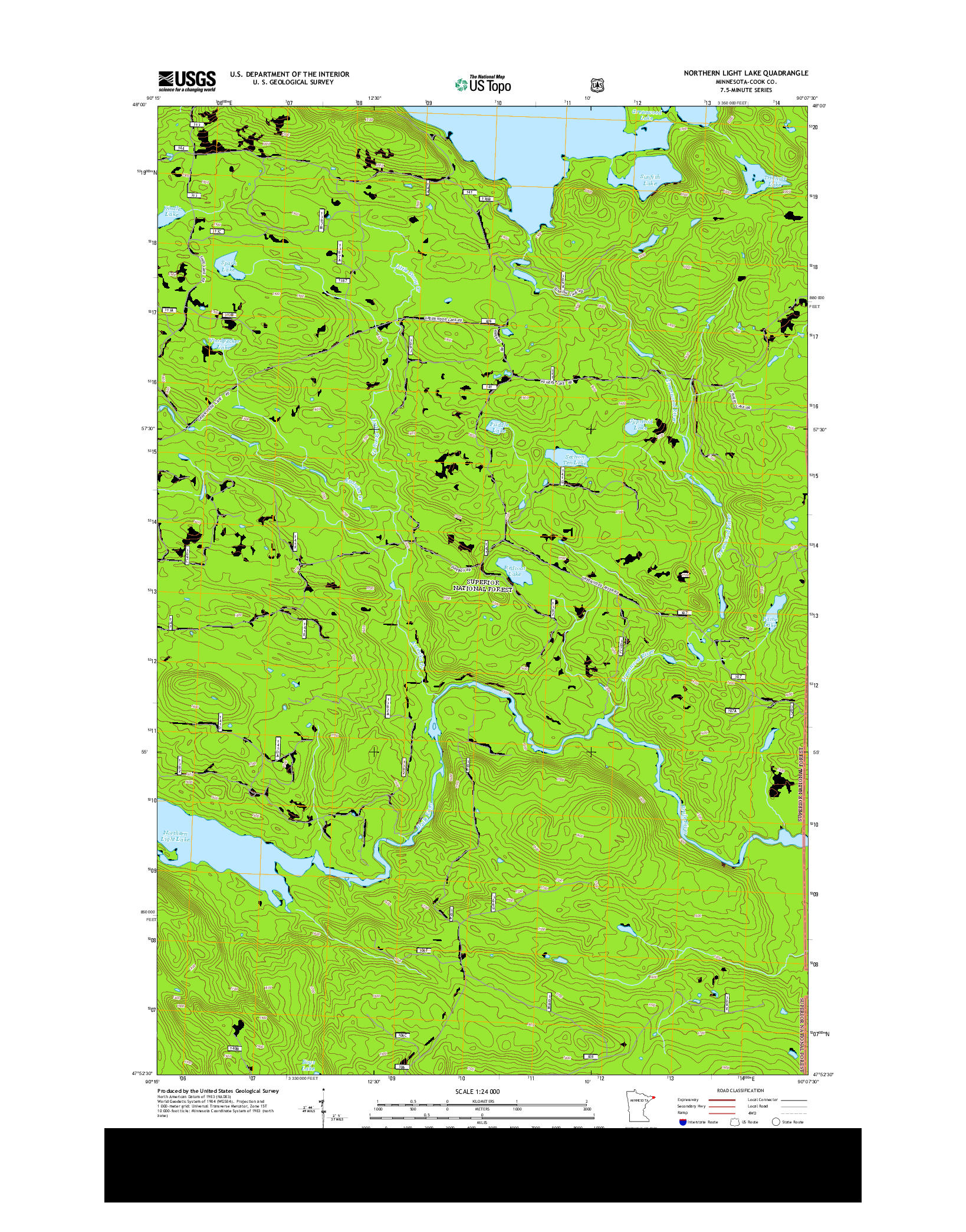 USGS US TOPO 7.5-MINUTE MAP FOR NORTHERN LIGHT LAKE, MN 2013